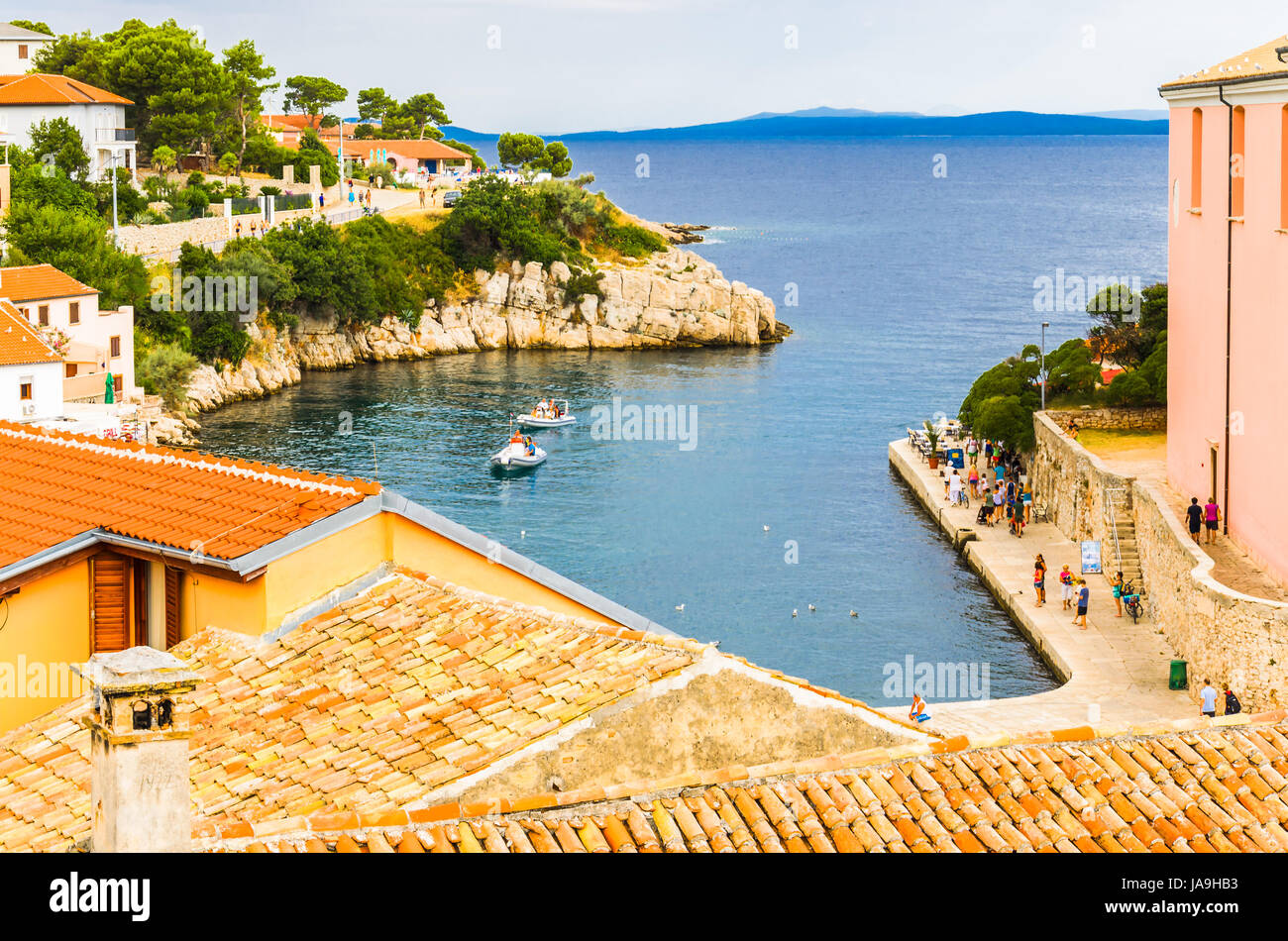 veli losinj harbor with boats Stock Photo