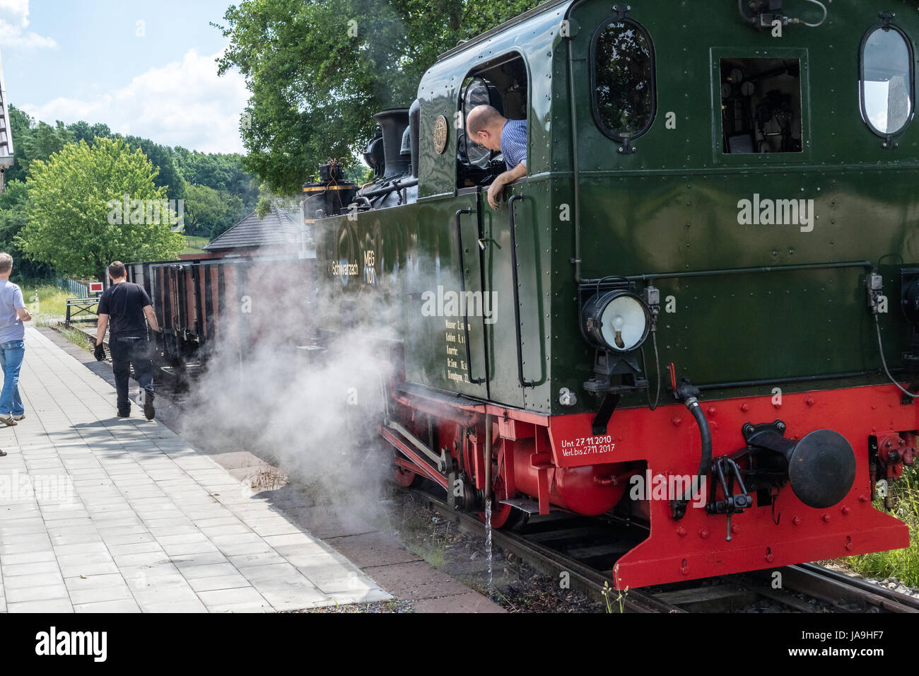 historic steam train - 4th of June 2017 - Schierwaldenrath, Gangelt, Selfkant, North Rhine Westphalia, NRW, Germany, Europe Stock Photo