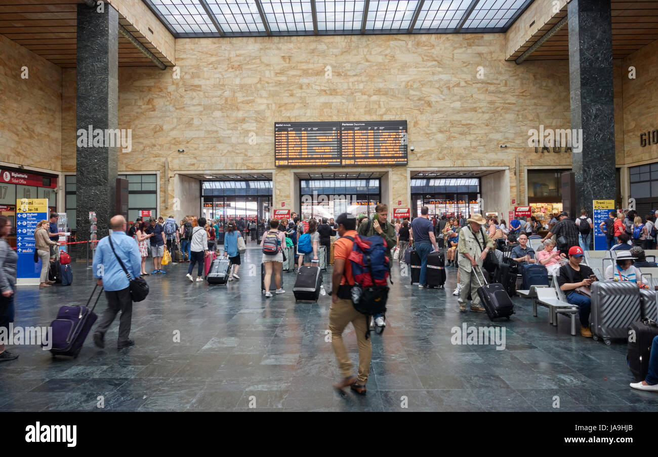 Florence, Italy, Railway Central station, view of the entrance and ticket booth area Stock Photo