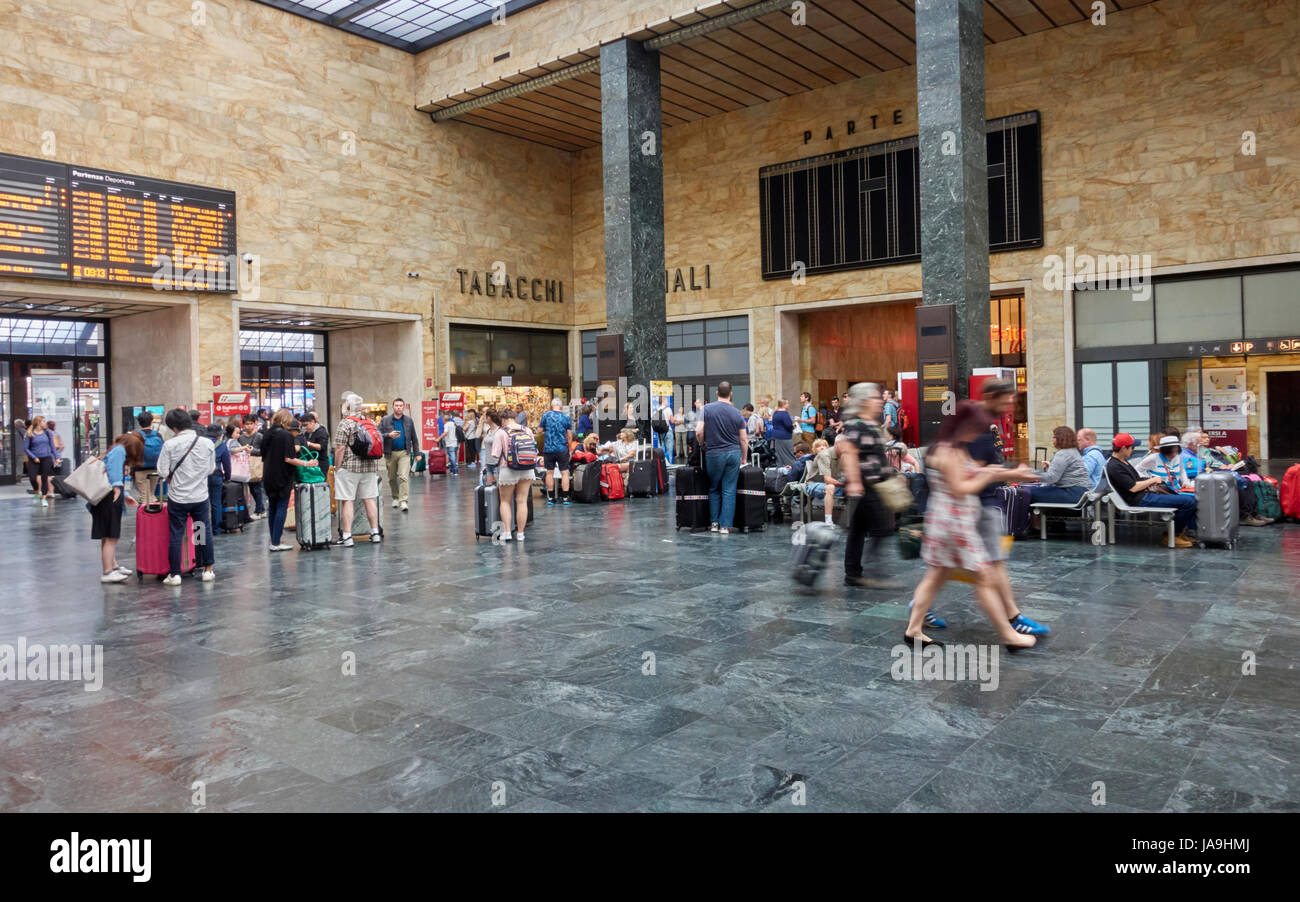 Florence, Italy, Railway Central station, view of the entrance and ticket booth area Stock Photo