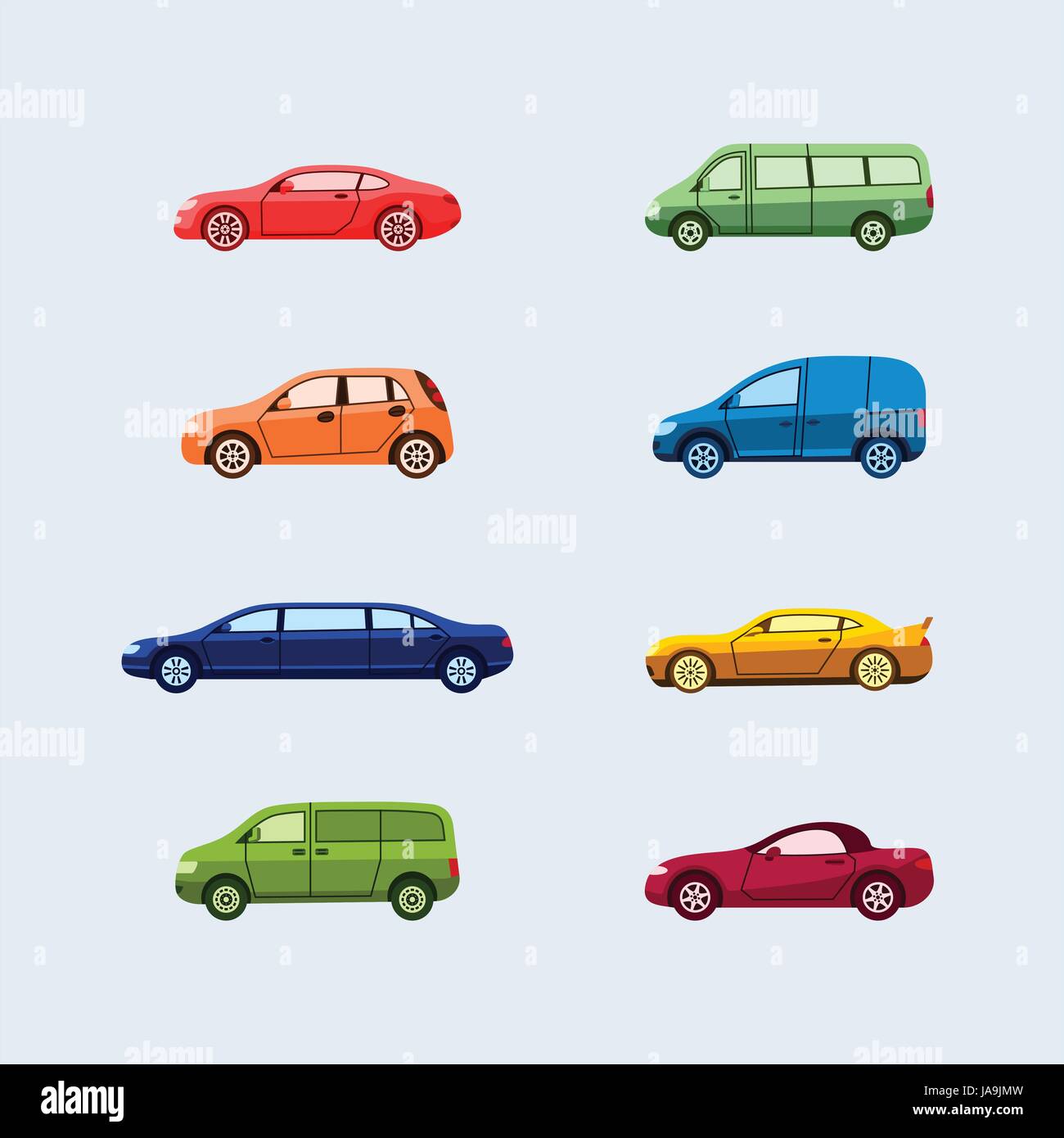 Car Classification - modern vector flat design icons set. Stock Vector