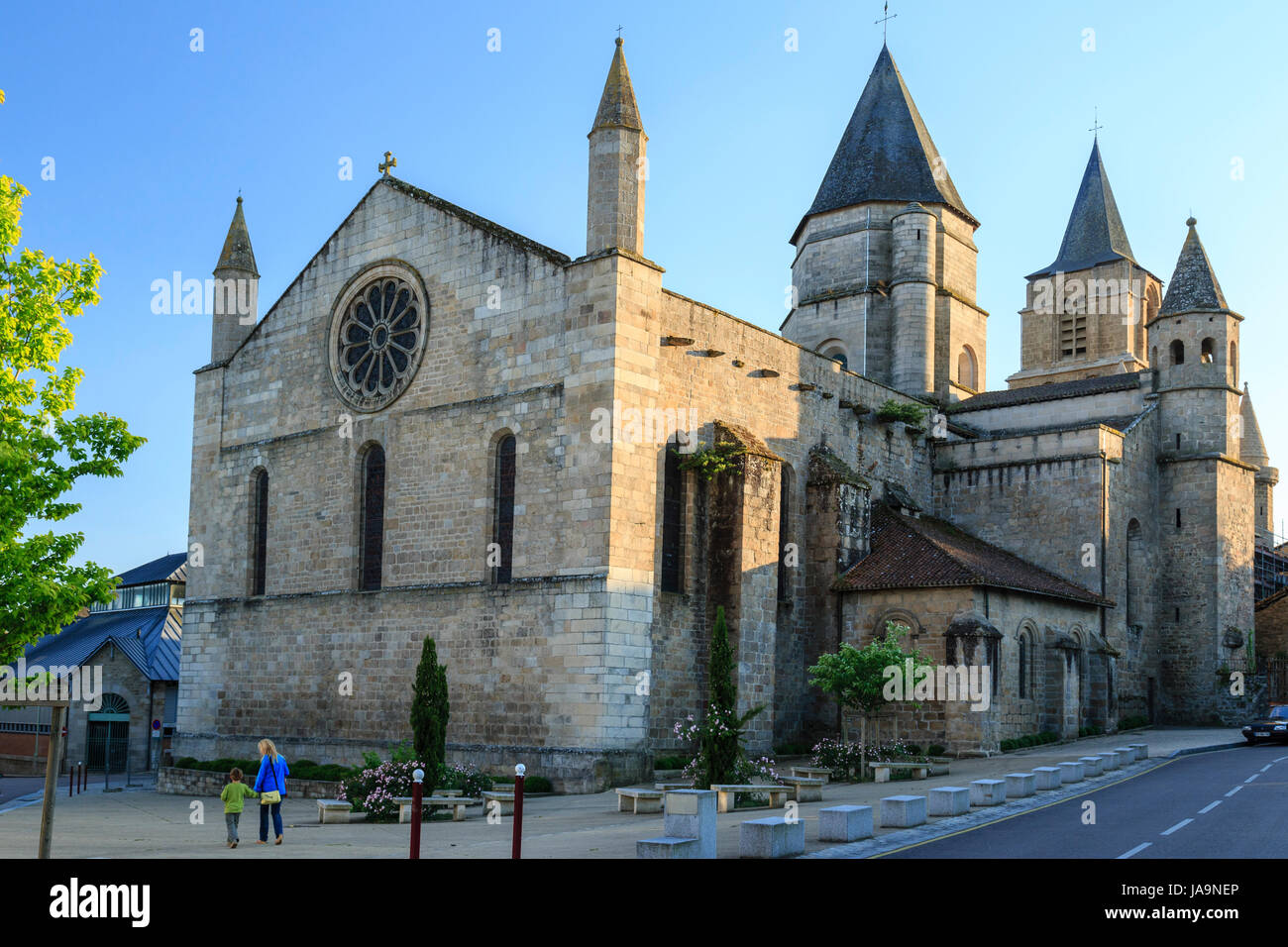 France, Haute Vienne, Saint-Junien, collegiate church Saint Junien in the evening Stock Photo