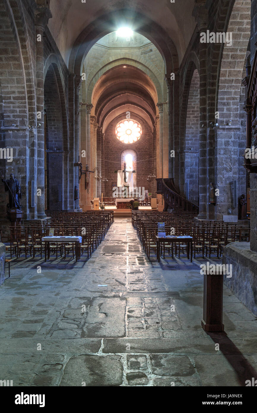 France, Haute Vienne, Saint-Junien, collegiate church Saint Junien, the nave Stock Photo