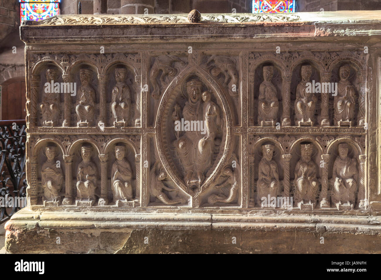France, Haute Vienne, Saint-Junien, collegiate church Saint Junien, Saint Junien tomb Stock Photo
