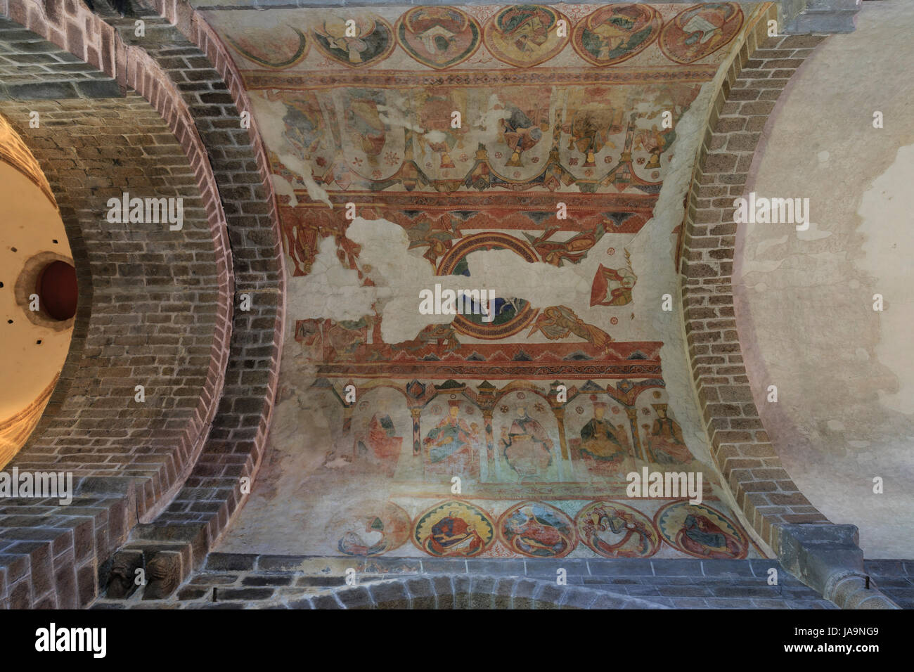 France, Haute Vienne, Saint-Junien, collegiate church Saint Junien, frescoes in the nave Stock Photo