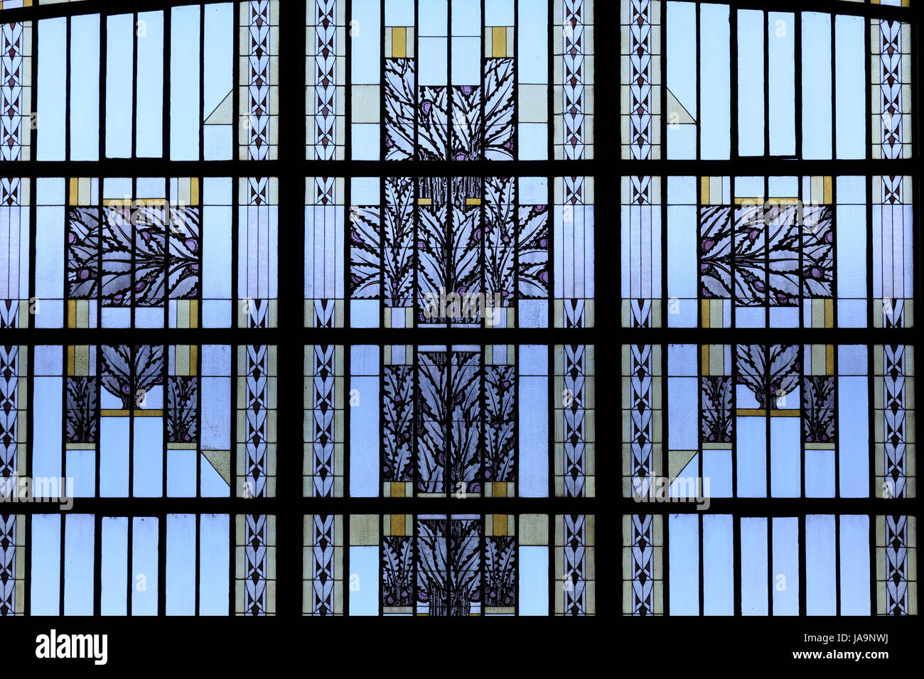 France, Haute Vienne, Limoges, Limoges Benedictins railway station, stained glass Stock Photo