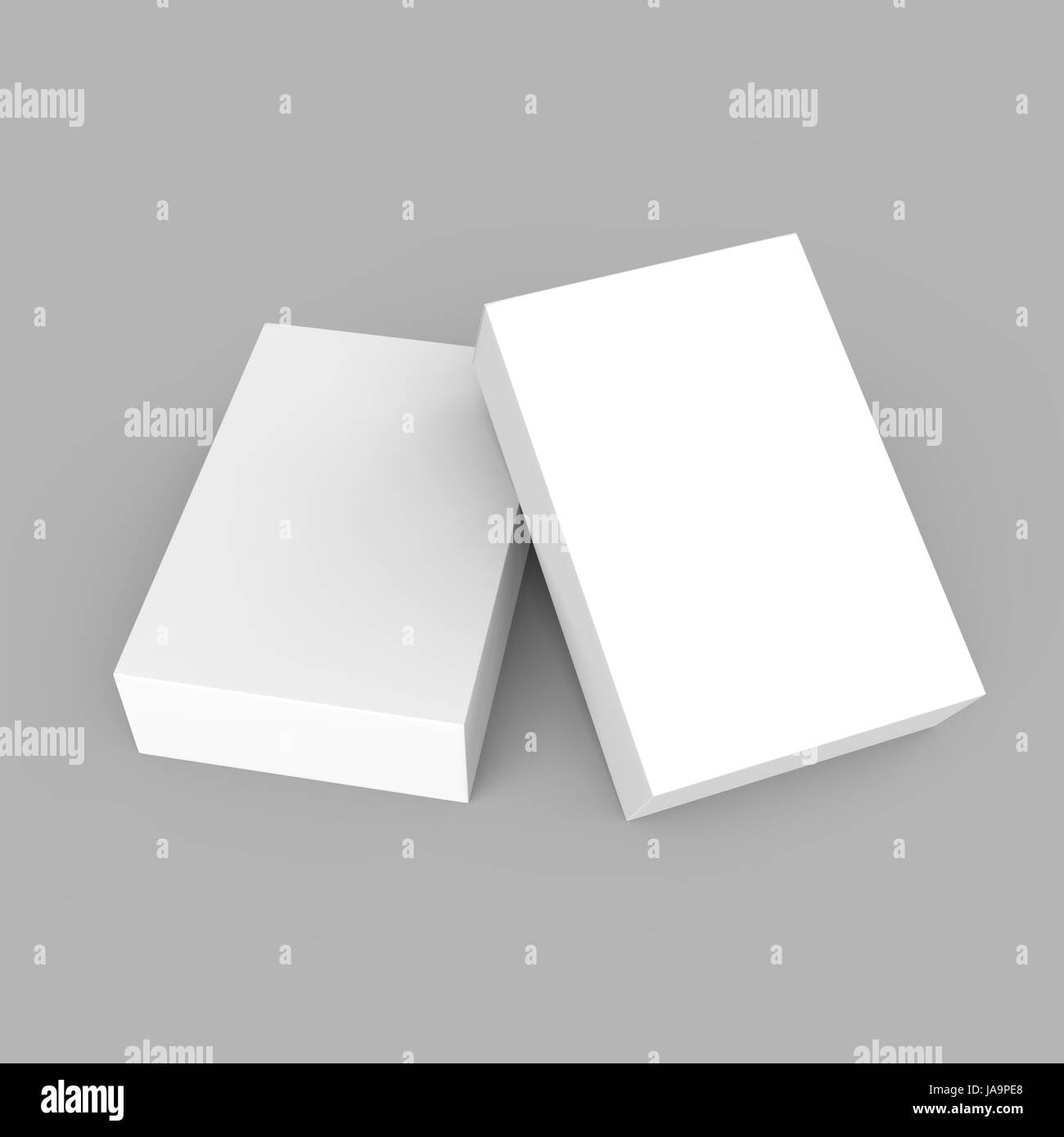 two 3d rendering blank boxes, isolated gray background Stock Photo - Alamy
