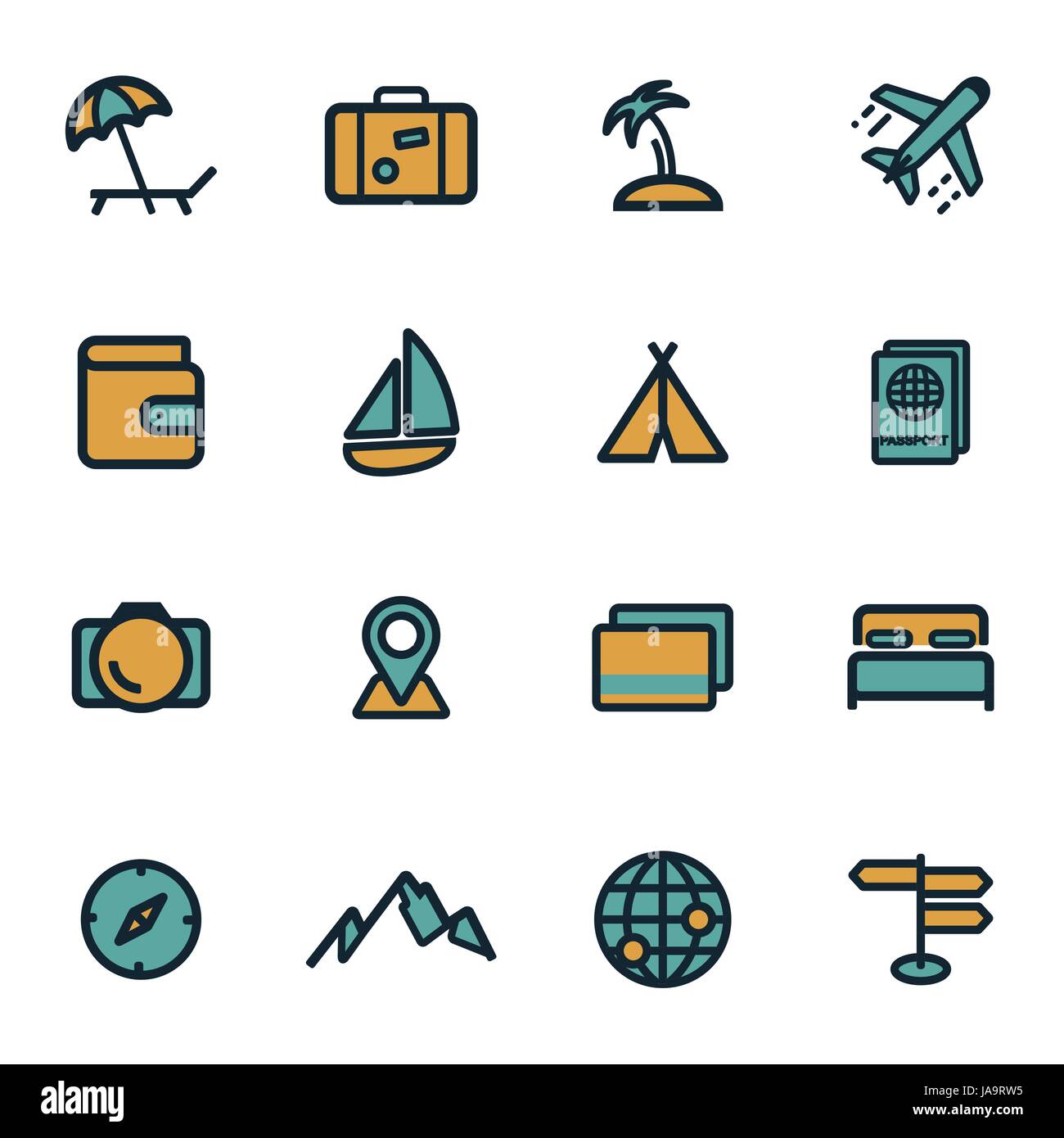 Vector flat travel icons set Stock Vector Image & Art - Alamy
