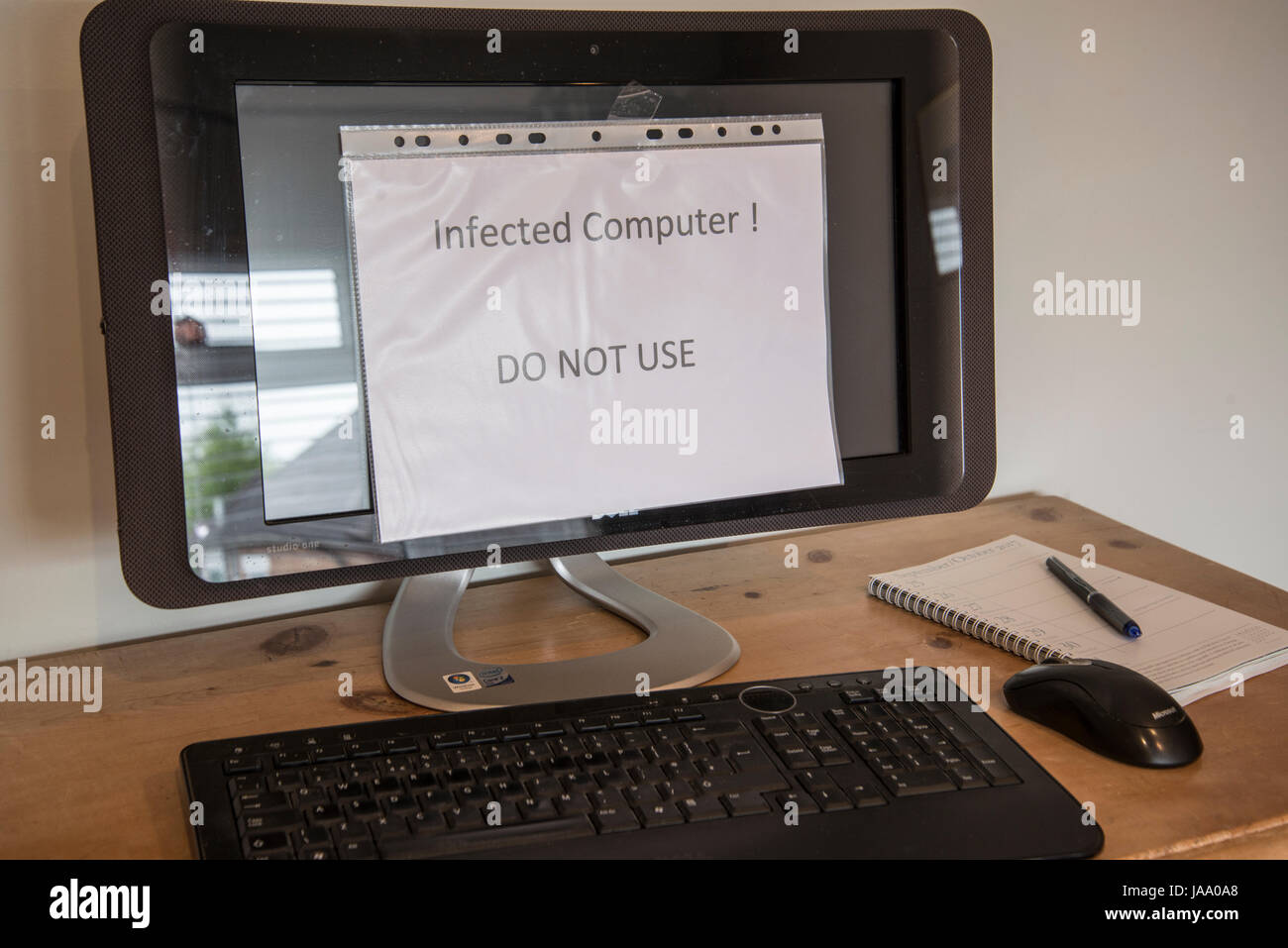 Infected computer. Cyber attack. Stock Photo