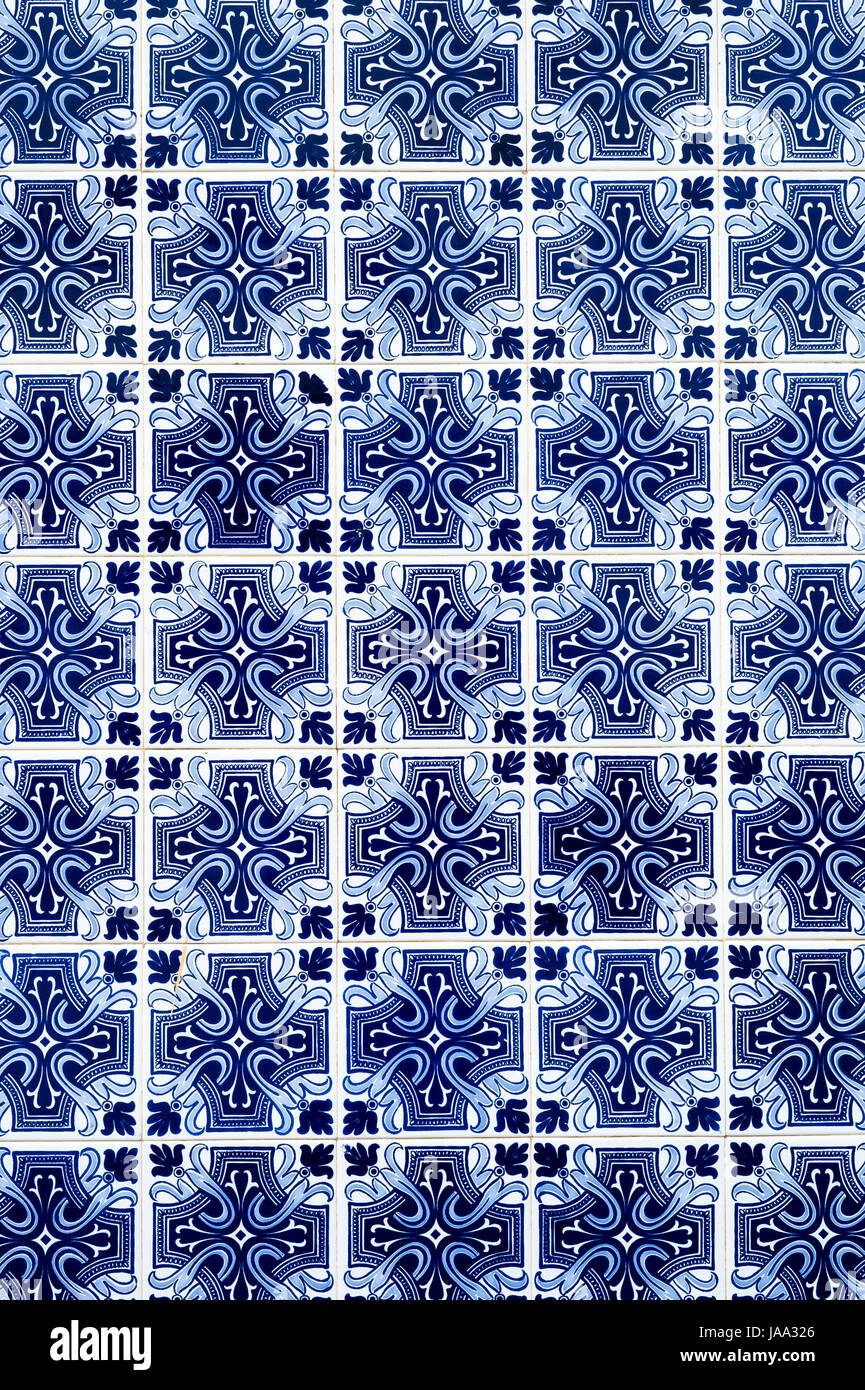 traditional Portuguese tiles on the exterior wall of a building Stock Photo