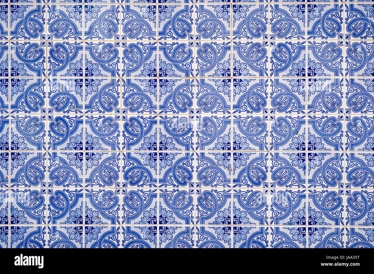 traditional Portuguese tiles on the exterior wall of a building Stock Photo