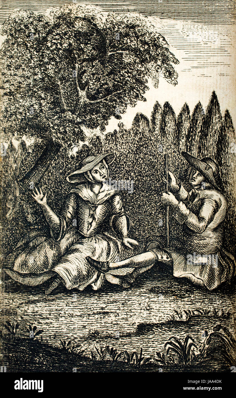 Literature, 1775 Tim Bobbin, Lancashire dialect book Tummus & Meary line engraving illustration Stock Photo