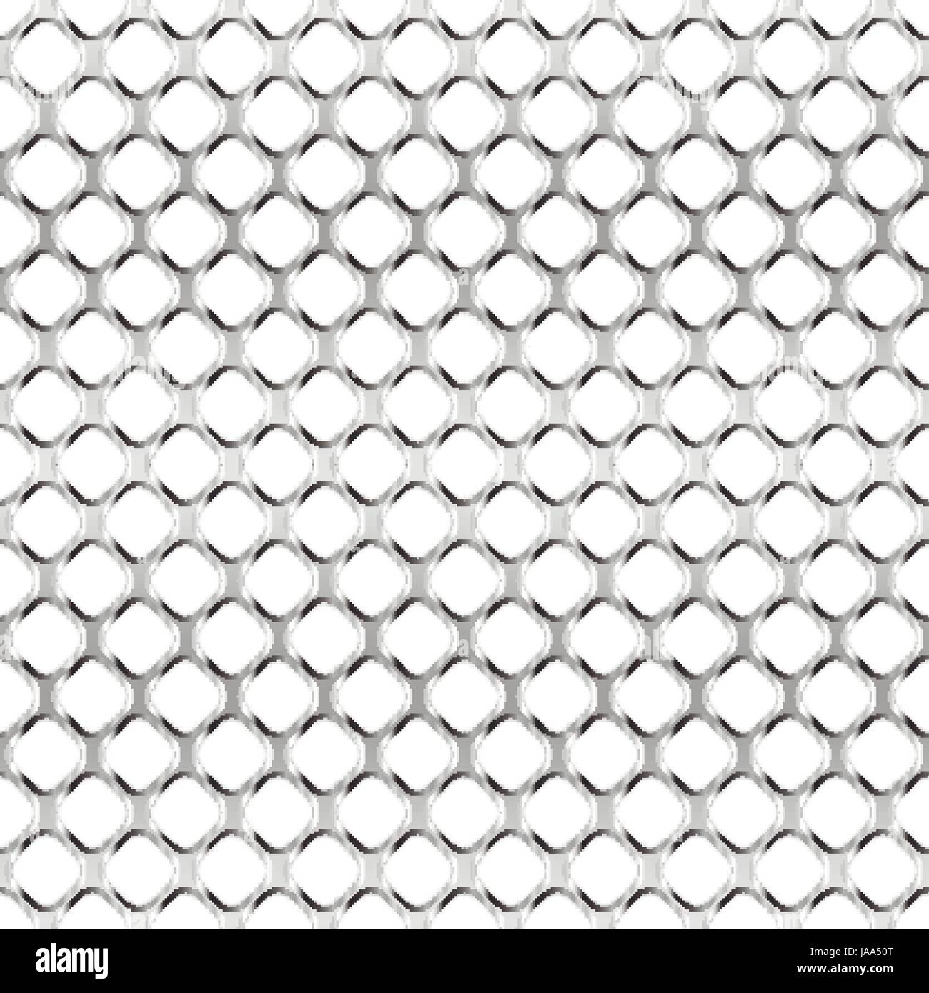 Glossy metal grid with shadow on white, seamless pattern Stock
