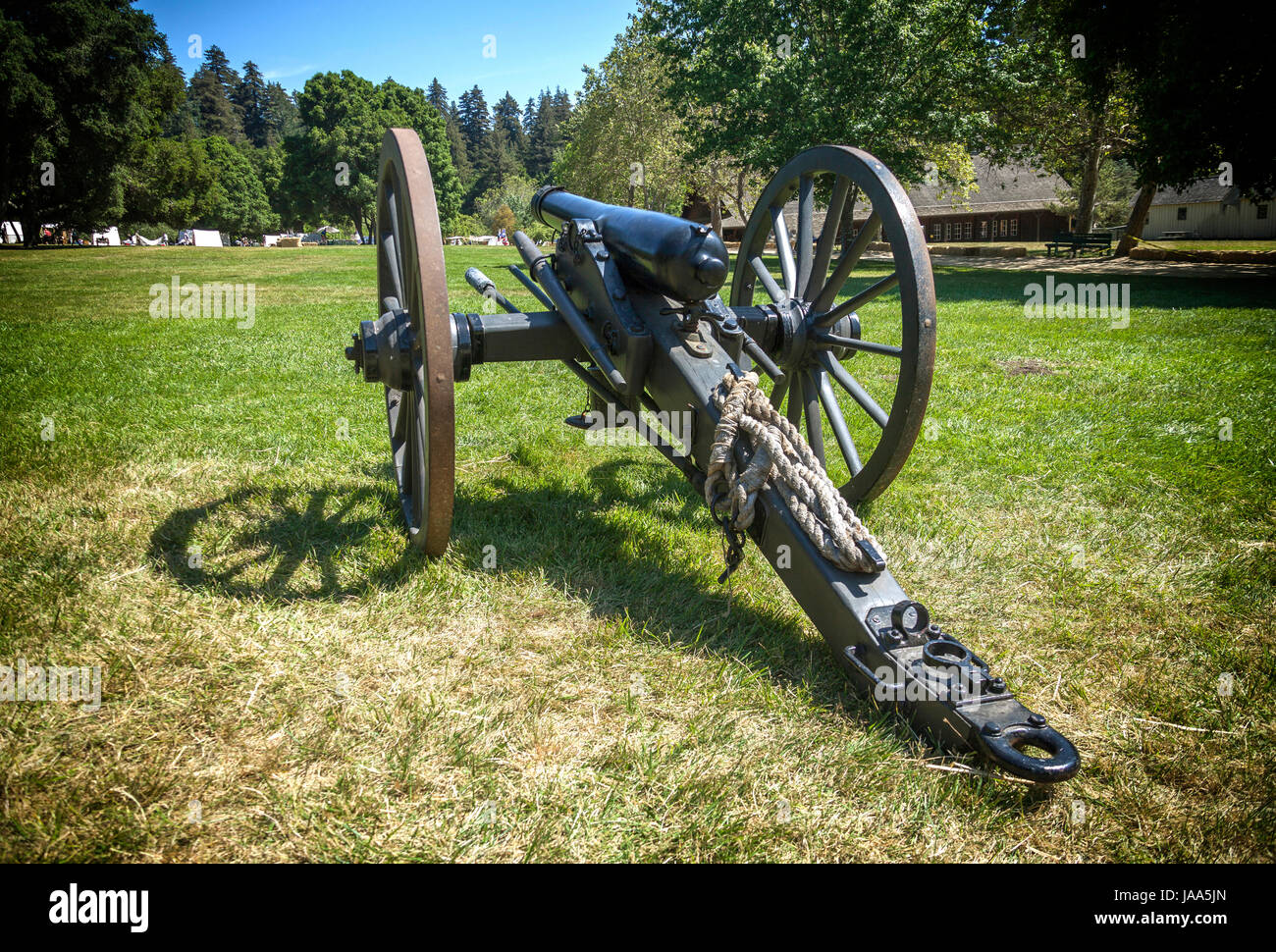 A canon displayed at a Civil War reenactment at Roaring Camp located in