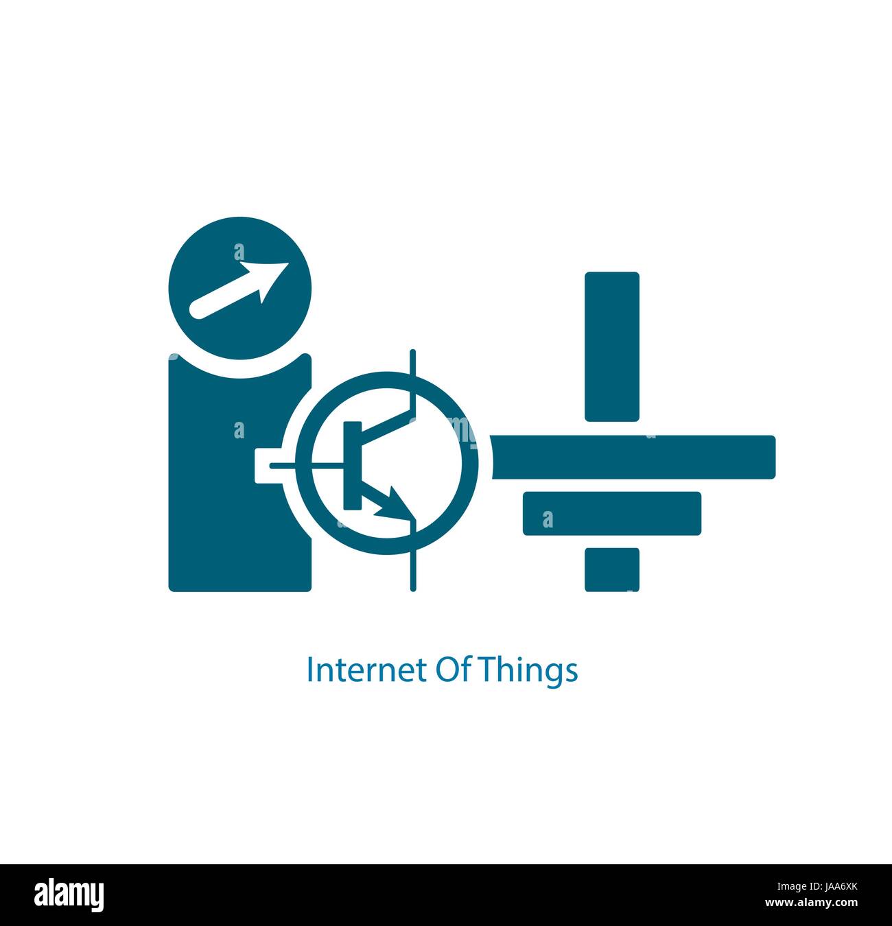 Internet Of Things from electrical transistor and grounding symbols. Modern consumer and industrial IoT technology sign vector illustration. Stock Vector
