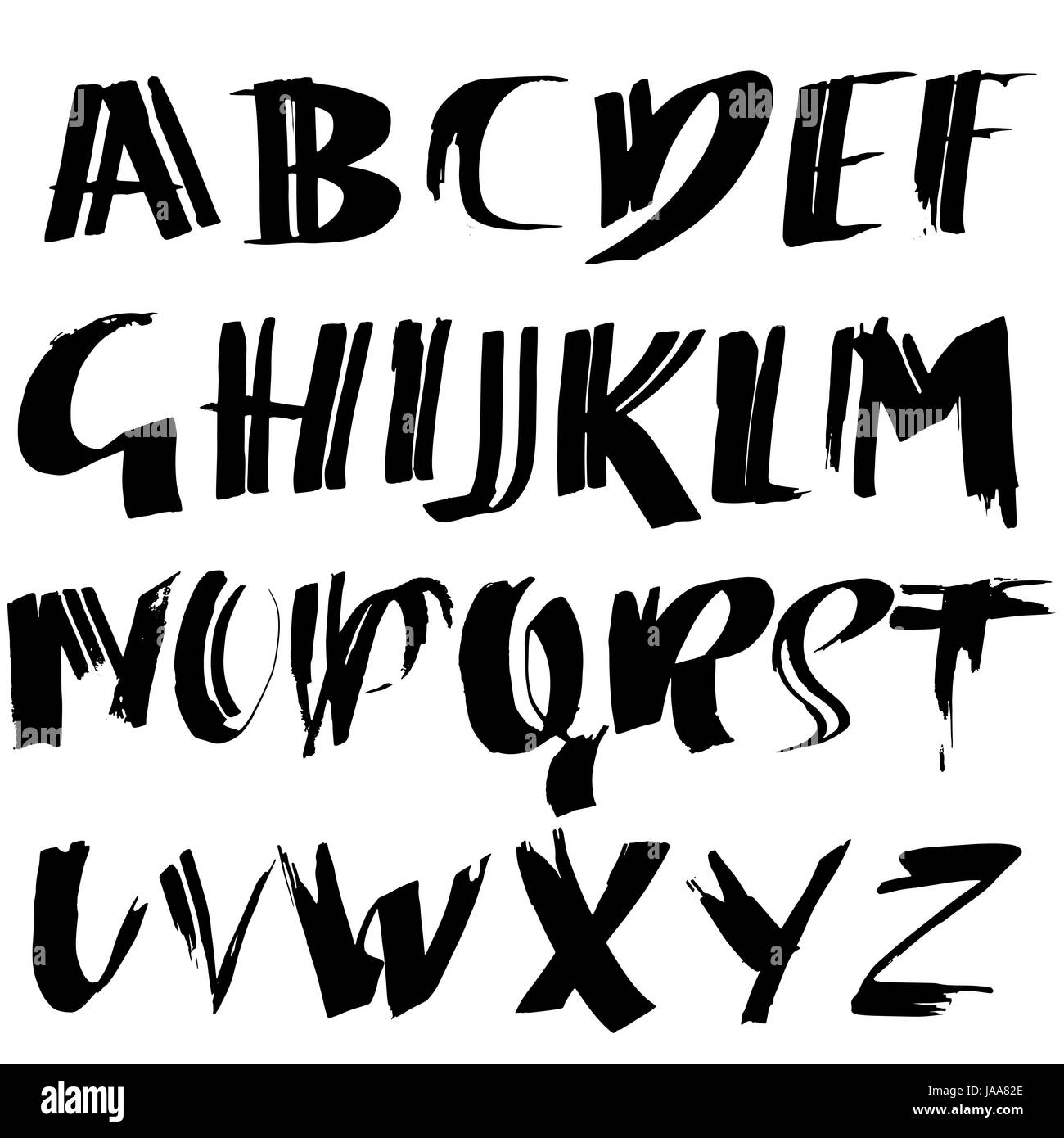 Hand drawn dry brush font. Modern brush lettering. Grunge style ...