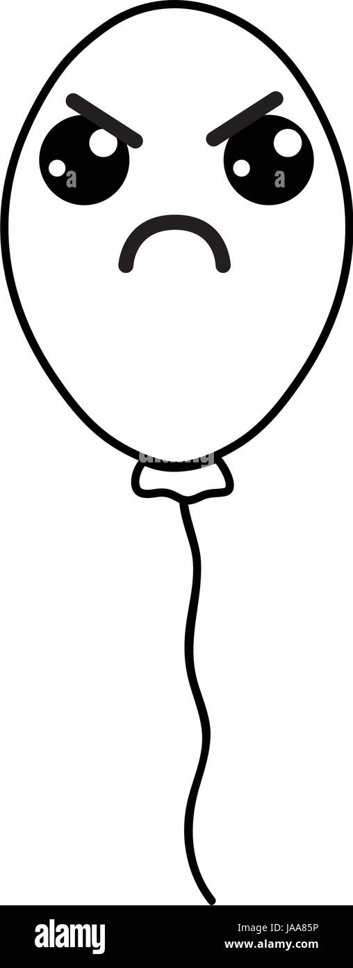line kawaii cute and angry balloon icon Stock Vector Image & Art - Alamy