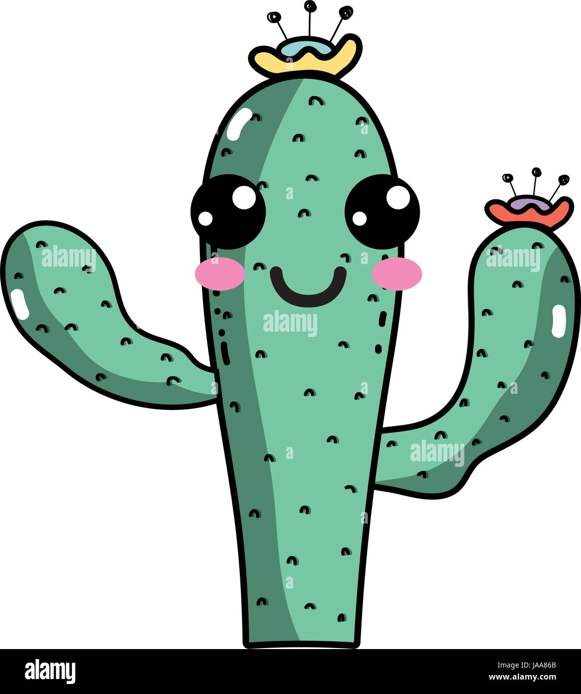kawaii nice and happy cactus plant Stock Vector Image & Art - Alamy
