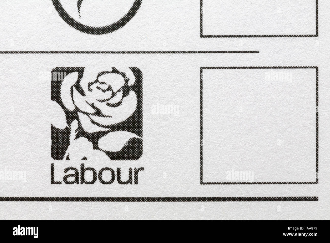 Labour box on Postal Ballot Paper for General Election in the UK on Thursday 8th June 2017 Stock Photo