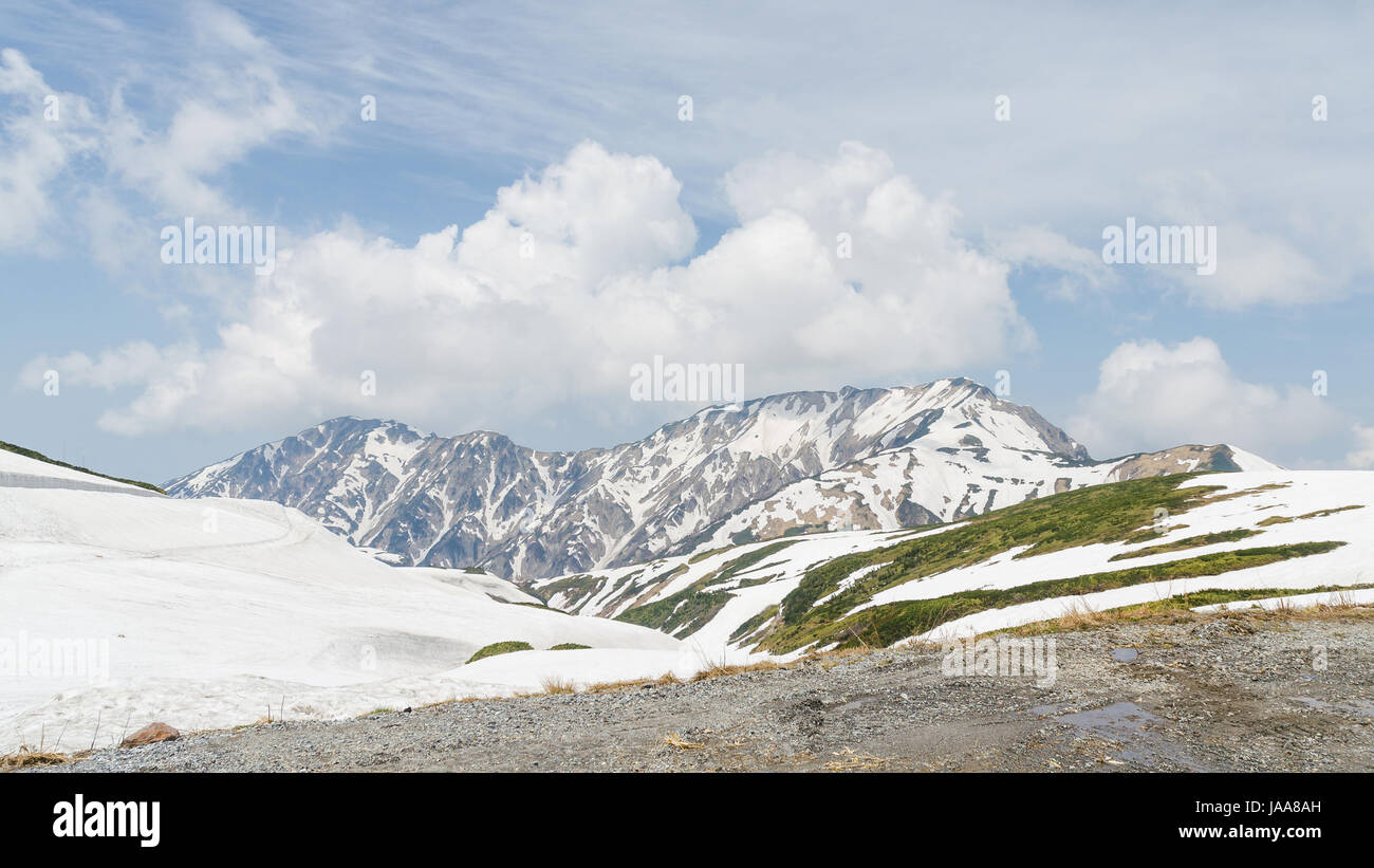 Snow mountain at japan alps tateyama kurobe alpine route Stock Photo