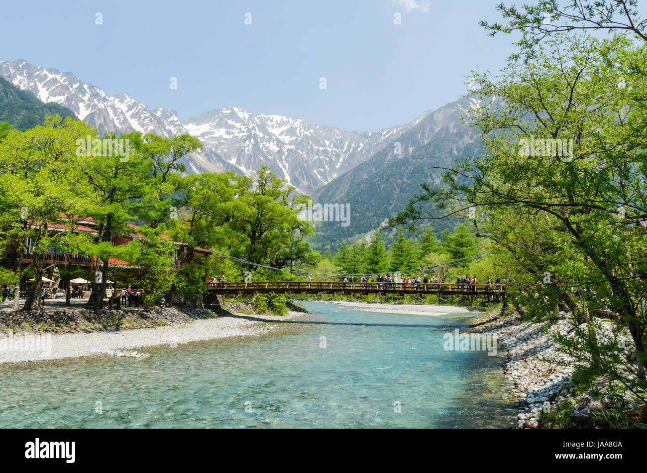 Nagano, Japan - May 21, 2016: Kappa bridge is the famous place in kamikochi  national park. Many tourists sightseeing and taking a picture Stock Photo -  Alamy