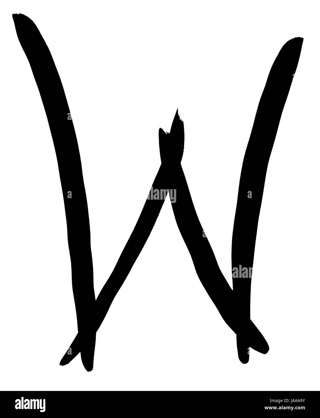 letter W hand written in black ink on white background Stock Photo - Alamy