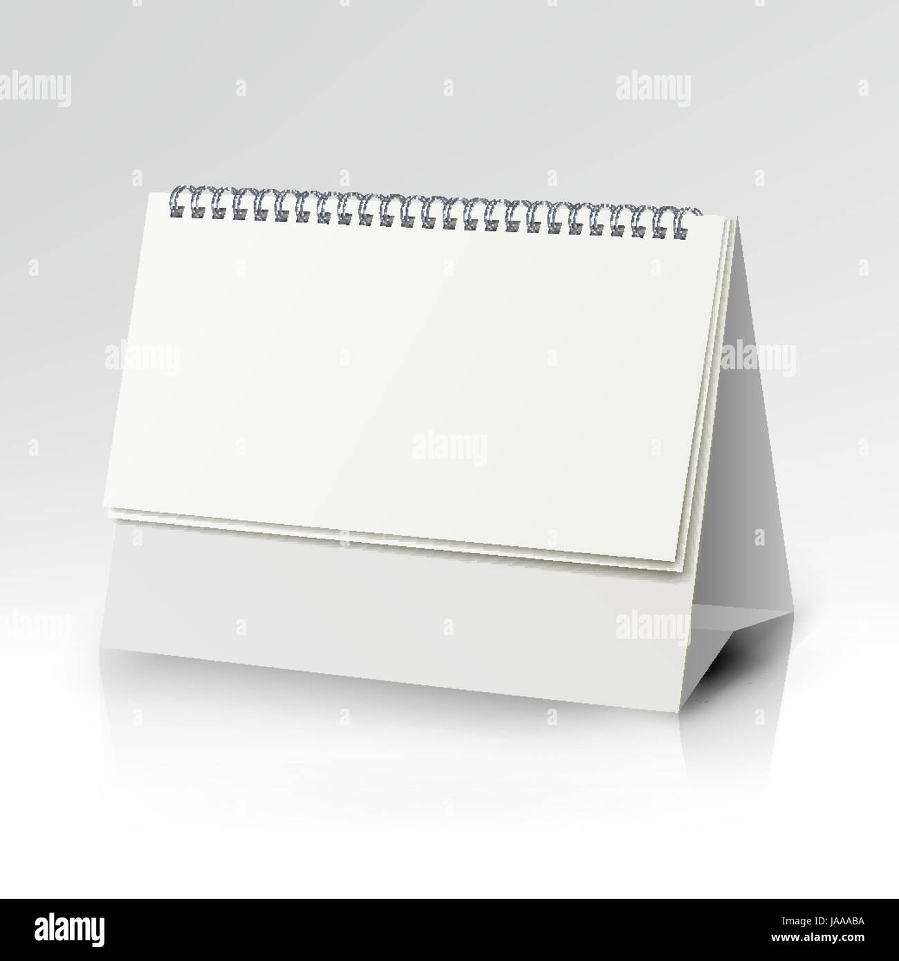White Blank Paper Desk Spiral Calendar. Spiral Calendar Vector Template