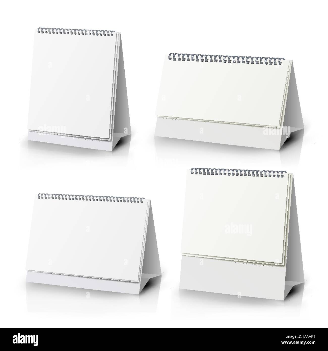 White Blank Paper Desk Spiral Calendar. Spiral Calendar Vector Template