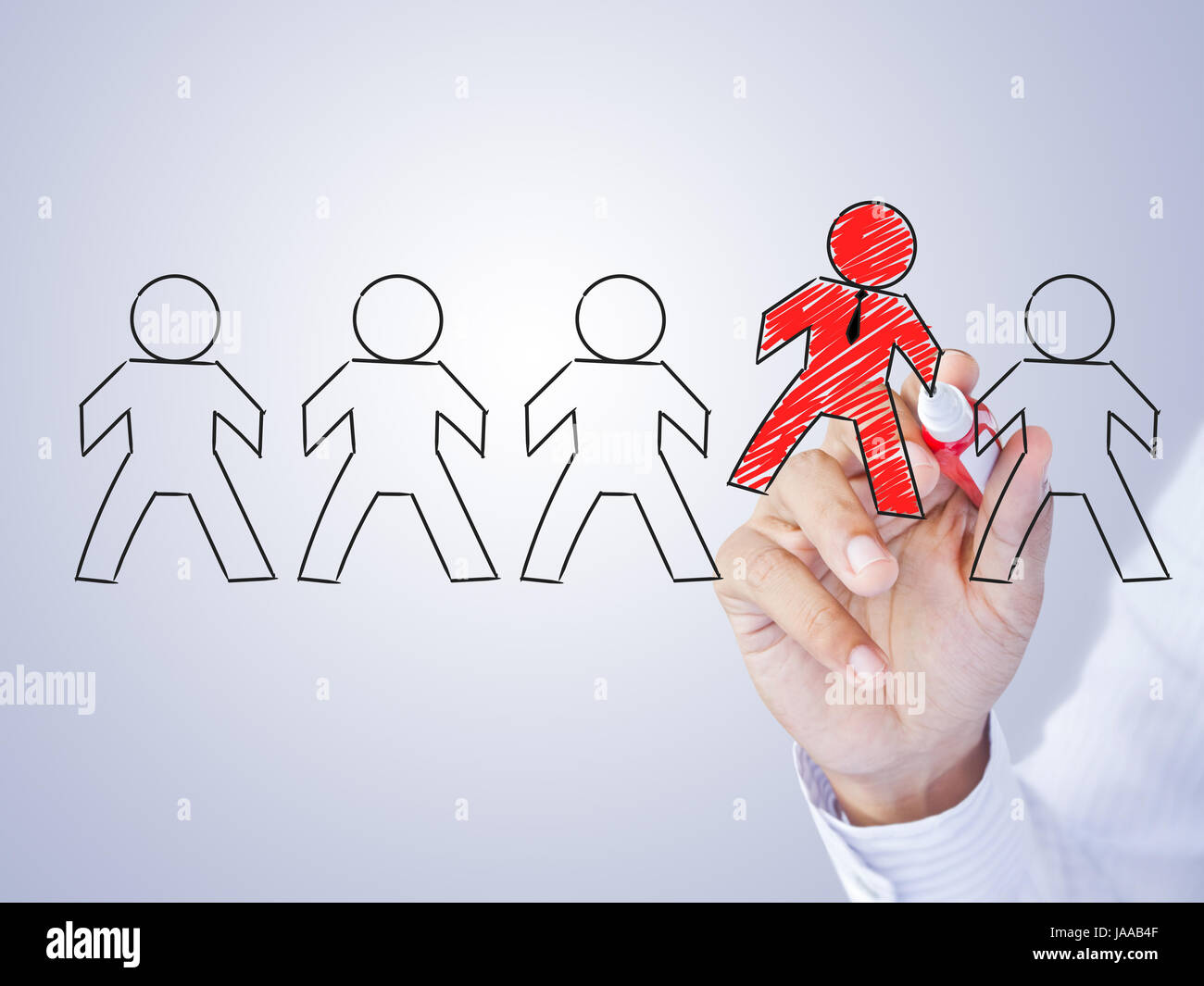 Hand drawing leader in group, leadership concept Stock Photo Alamy