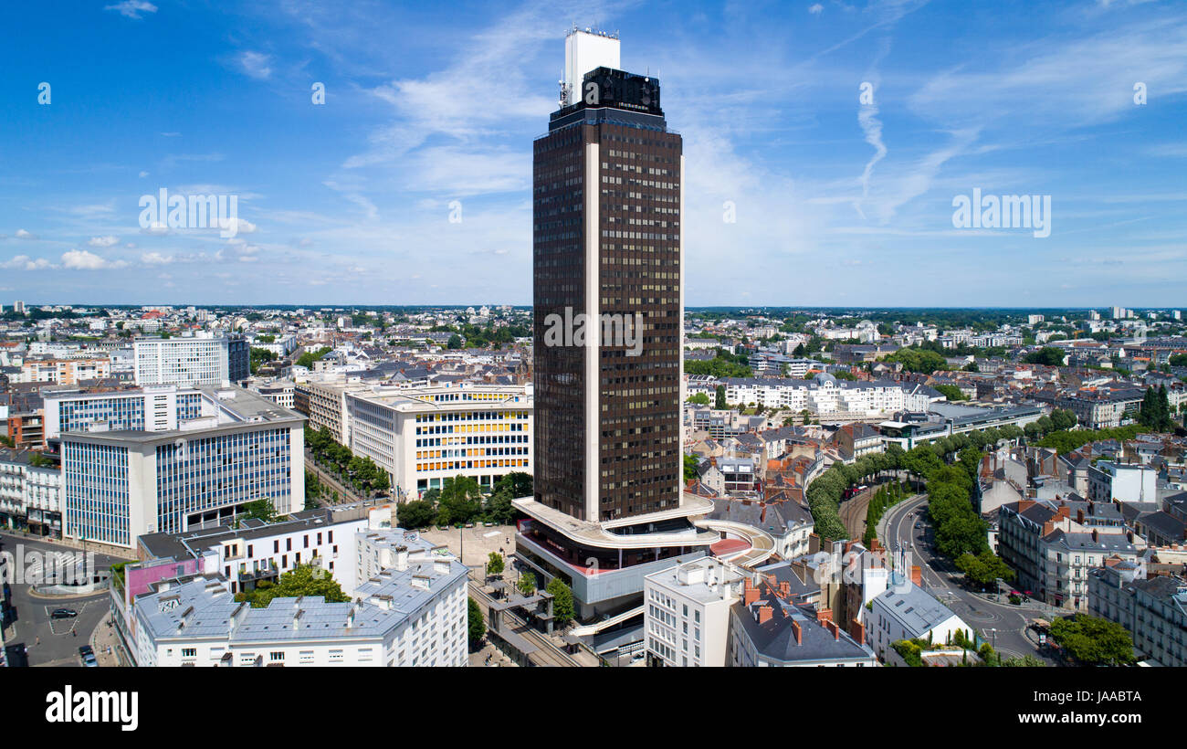 High angle view of the Tour de Bretagne, in Nantes city, Loire Atlantique, France Stock Photo