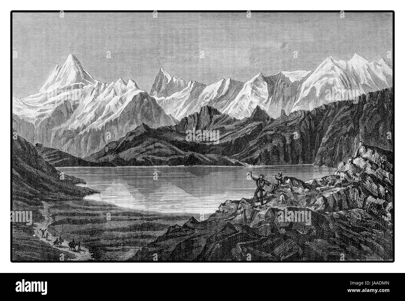 Bernese oberland,Swiss alpine panorama, XIX century Stock Photo