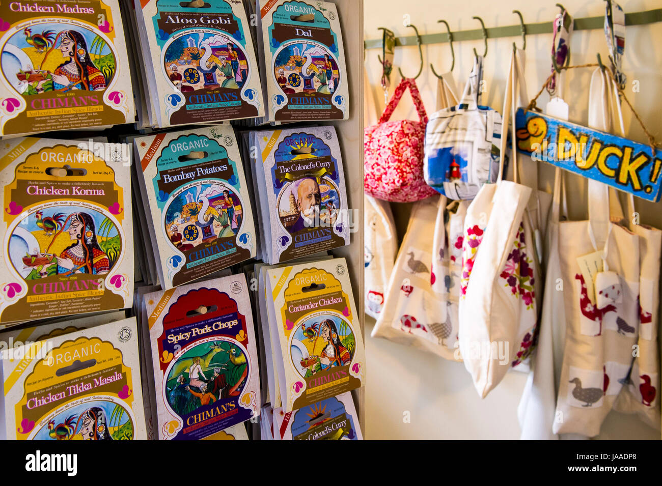 A selection of packets of spice on sale in a gift shop. Stock Photo