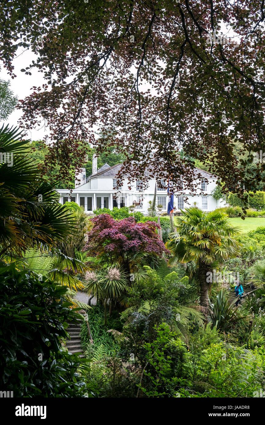 Trebah House in the sub tropical Trebah Garden in Cornwall. Stock Photo