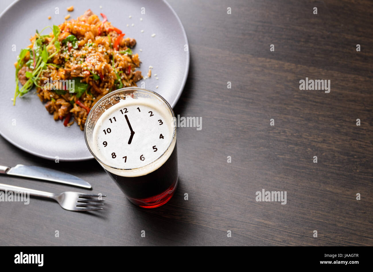 Time for dinner with beer Stock Photo Alamy