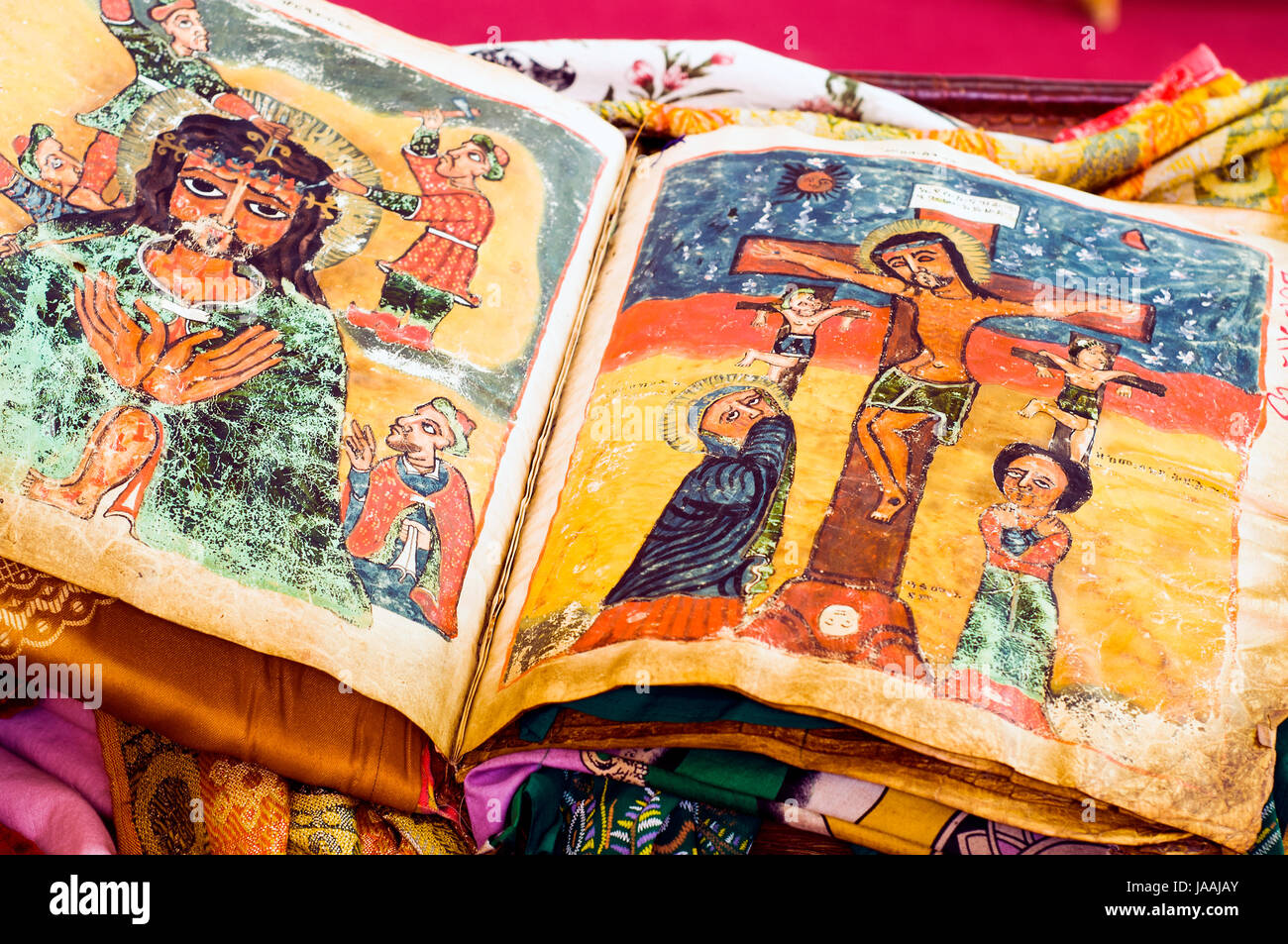 Ancient Orthodox book, Axum, Ethiopia Stock Photo