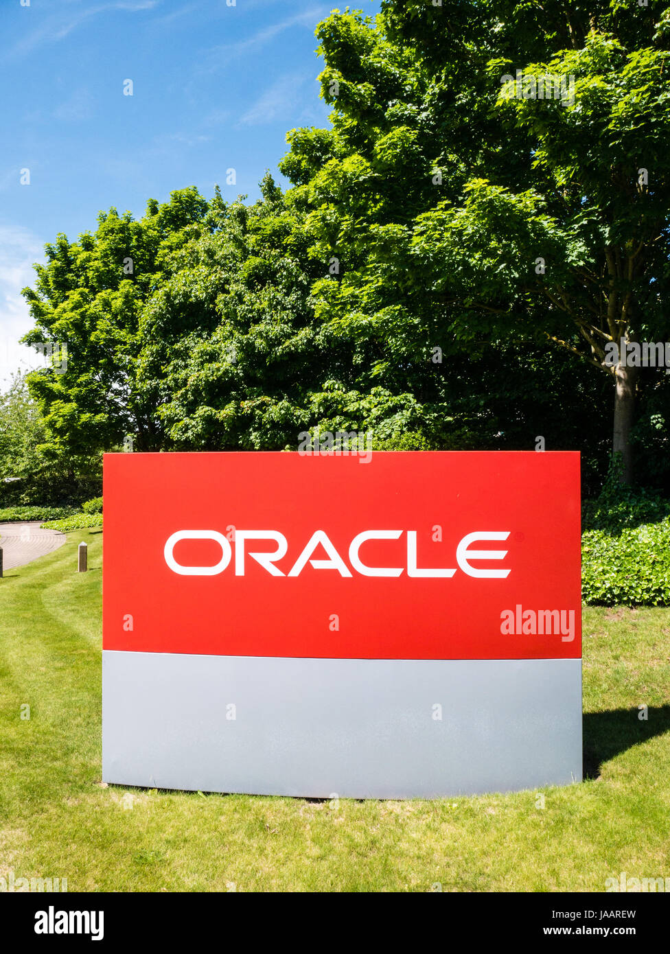 Oracle Sign, outside UK head office, Reading, Berkshire, England Stock Photo