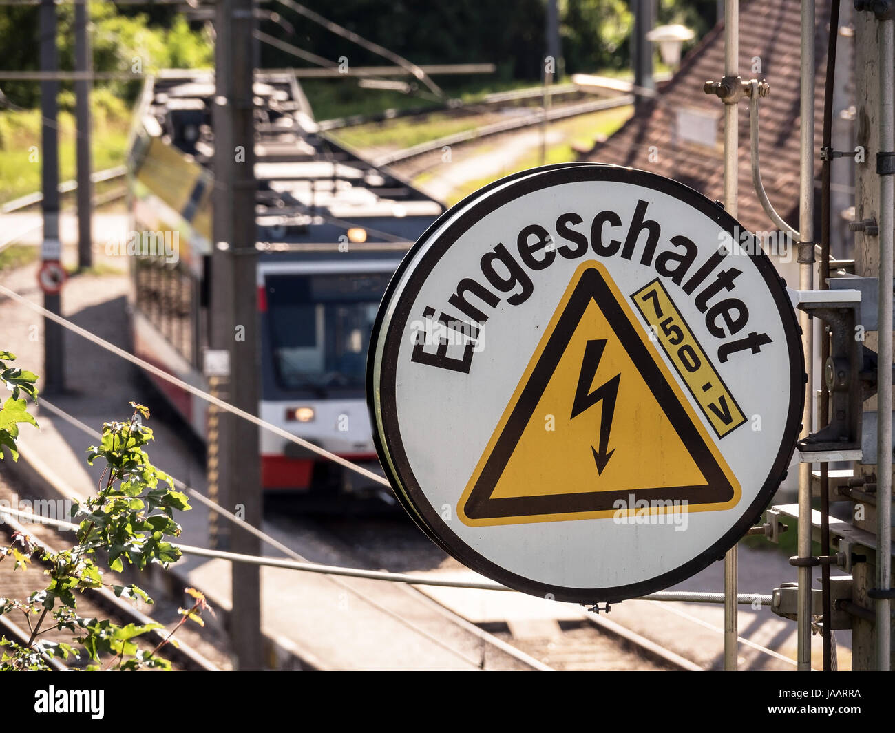 Stopping train of a local traffic road, Personenzug einer Nahverkehrsbahn Stock Photo