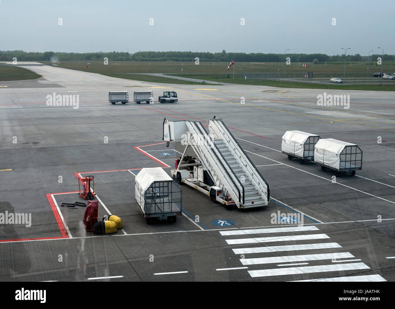 Eindhoven, Netherlands, 5 may 2017: empty airfield of Eindhoven Airport in the netherlands waiting for airplane and passengers Stock Photo