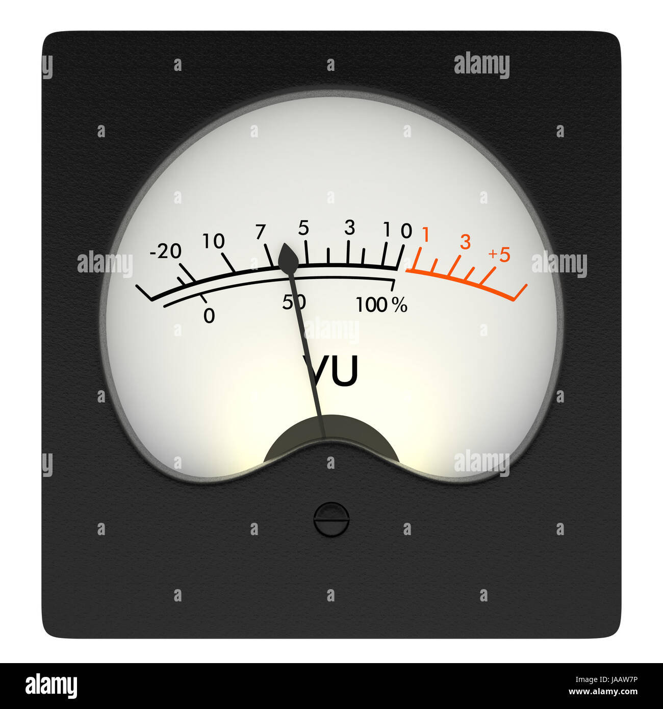 front view of an analog vu meter on white background (3d render Stock Photo  - Alamy