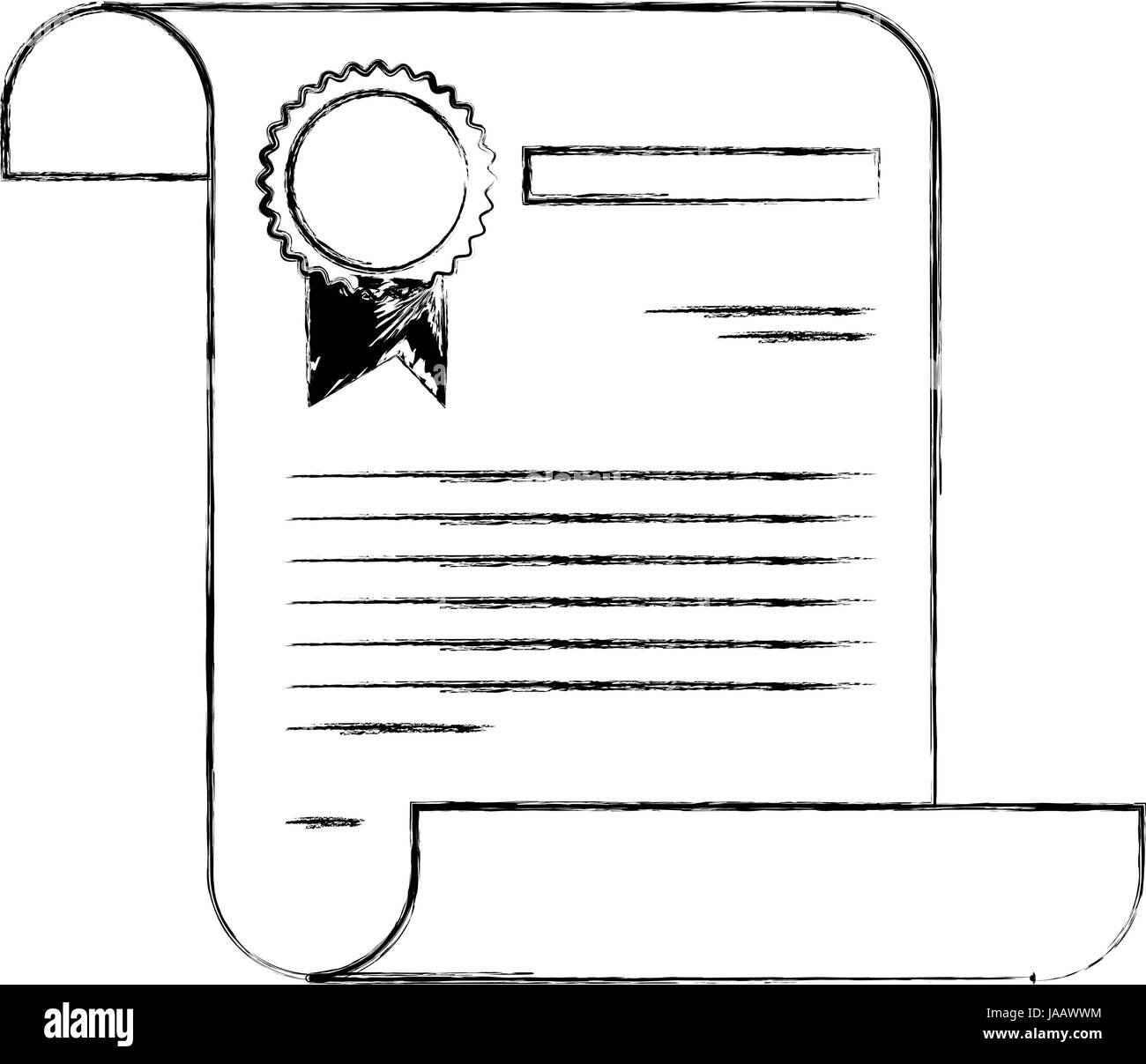 Sketch Silhouette Image Certificate Document Paper Page With Stamp