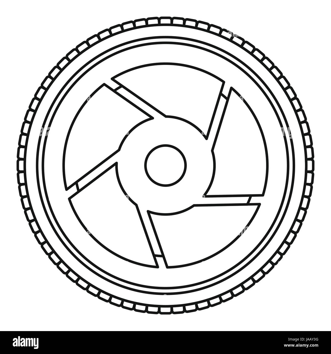 Camera aperture icon, outline style Stock Vector