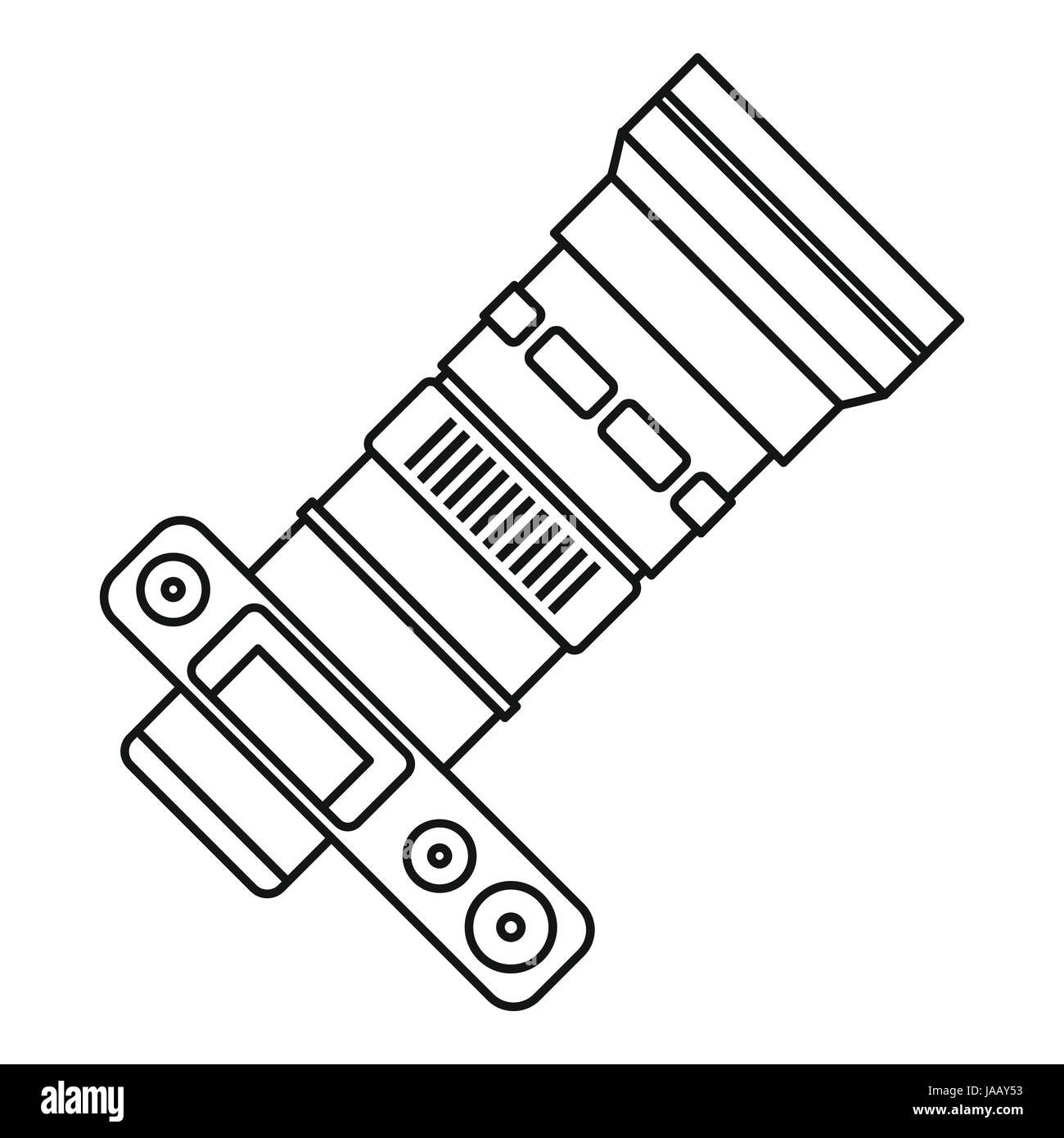 Camera with zoom lens icon, outline style Stock Vector Image & Art Alamy