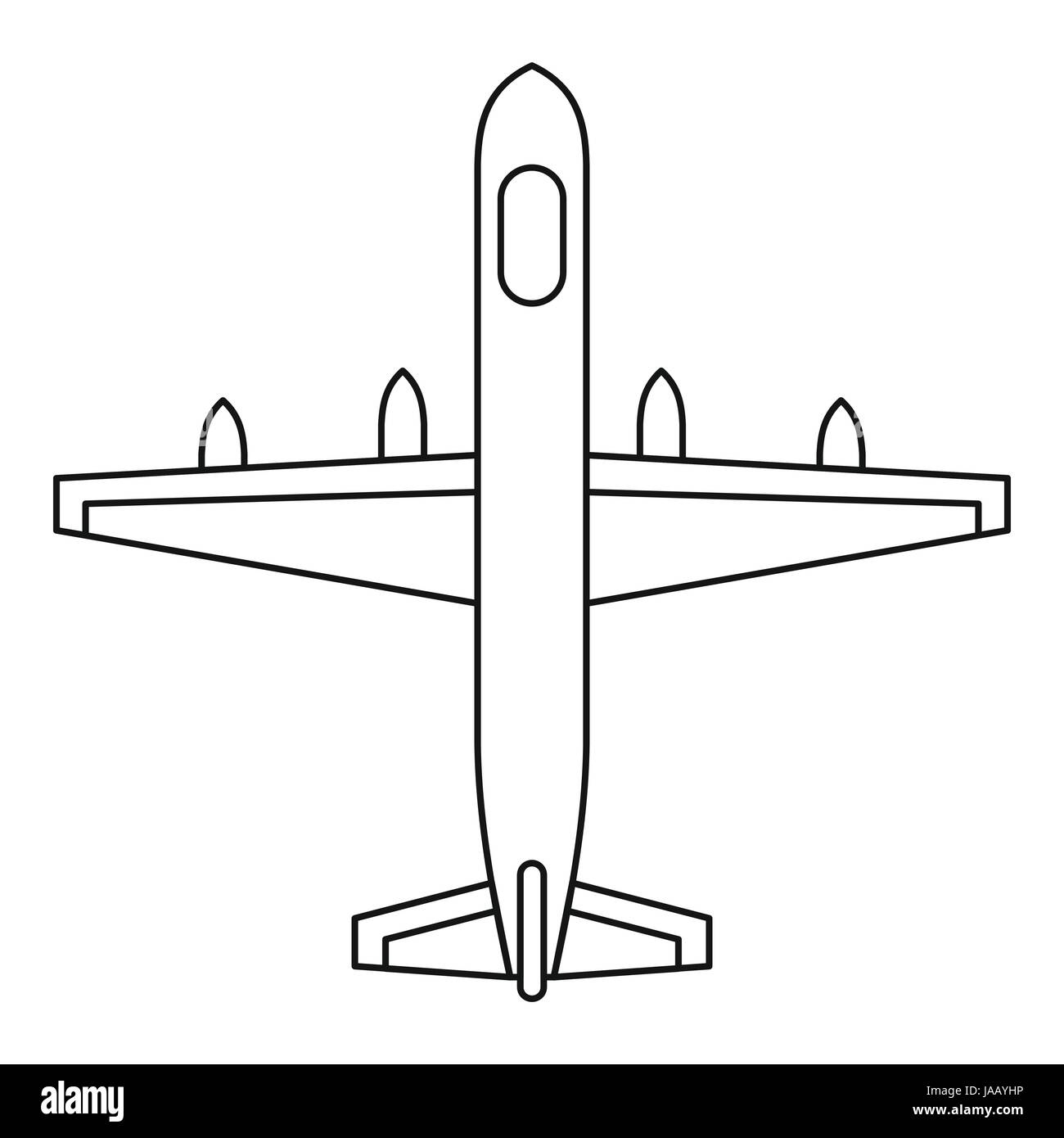 Plane icon, outline style Stock Vector