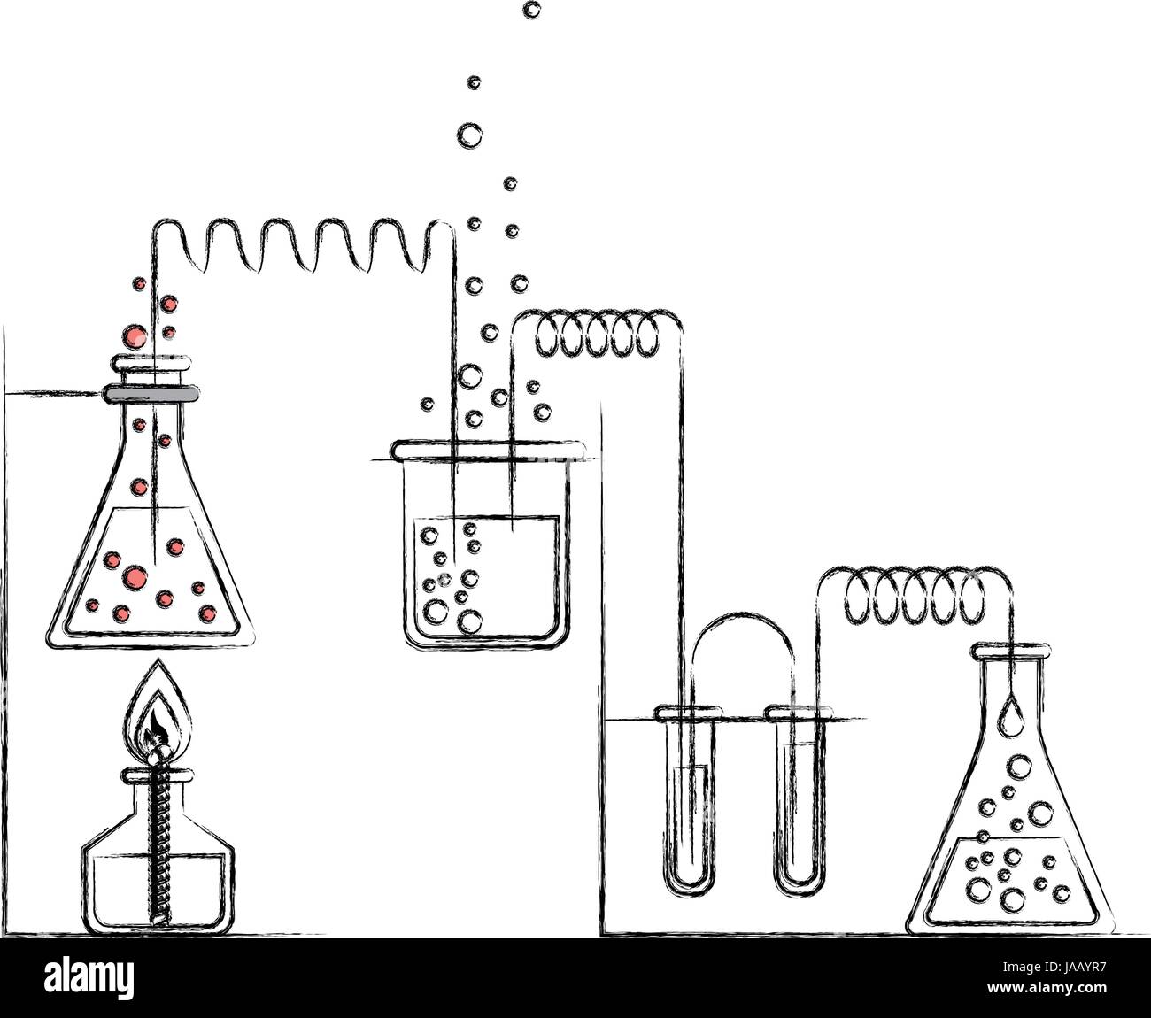 Chemistry science laboratory experiment set in retro sketch style Stock  Vector | Adobe Stock