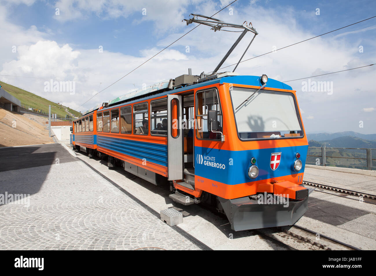 Train at the summit station of the Monte Generoso (Generoso Mount