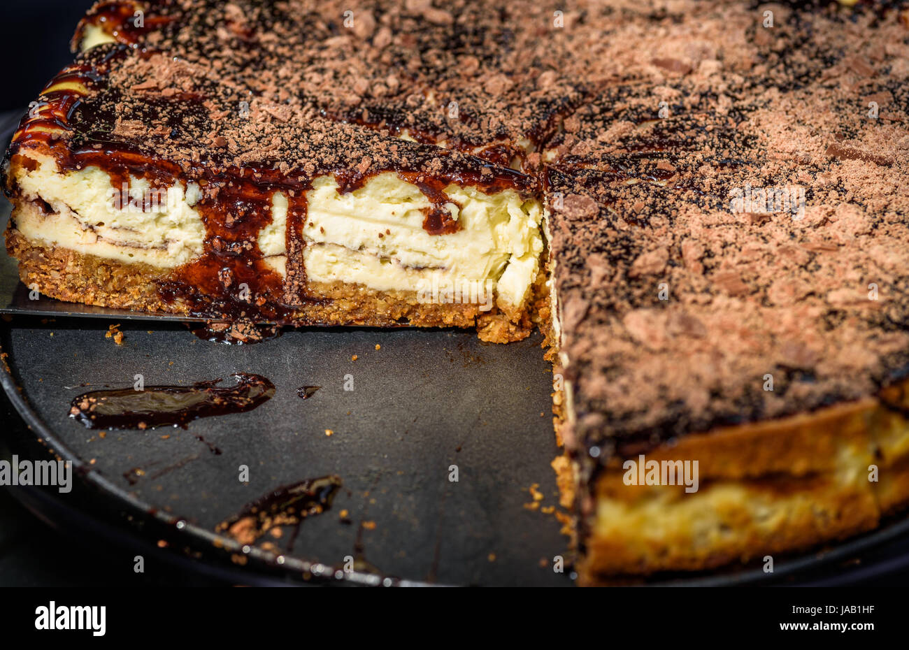 Cheesecake with grated chocolate. Stock Photo