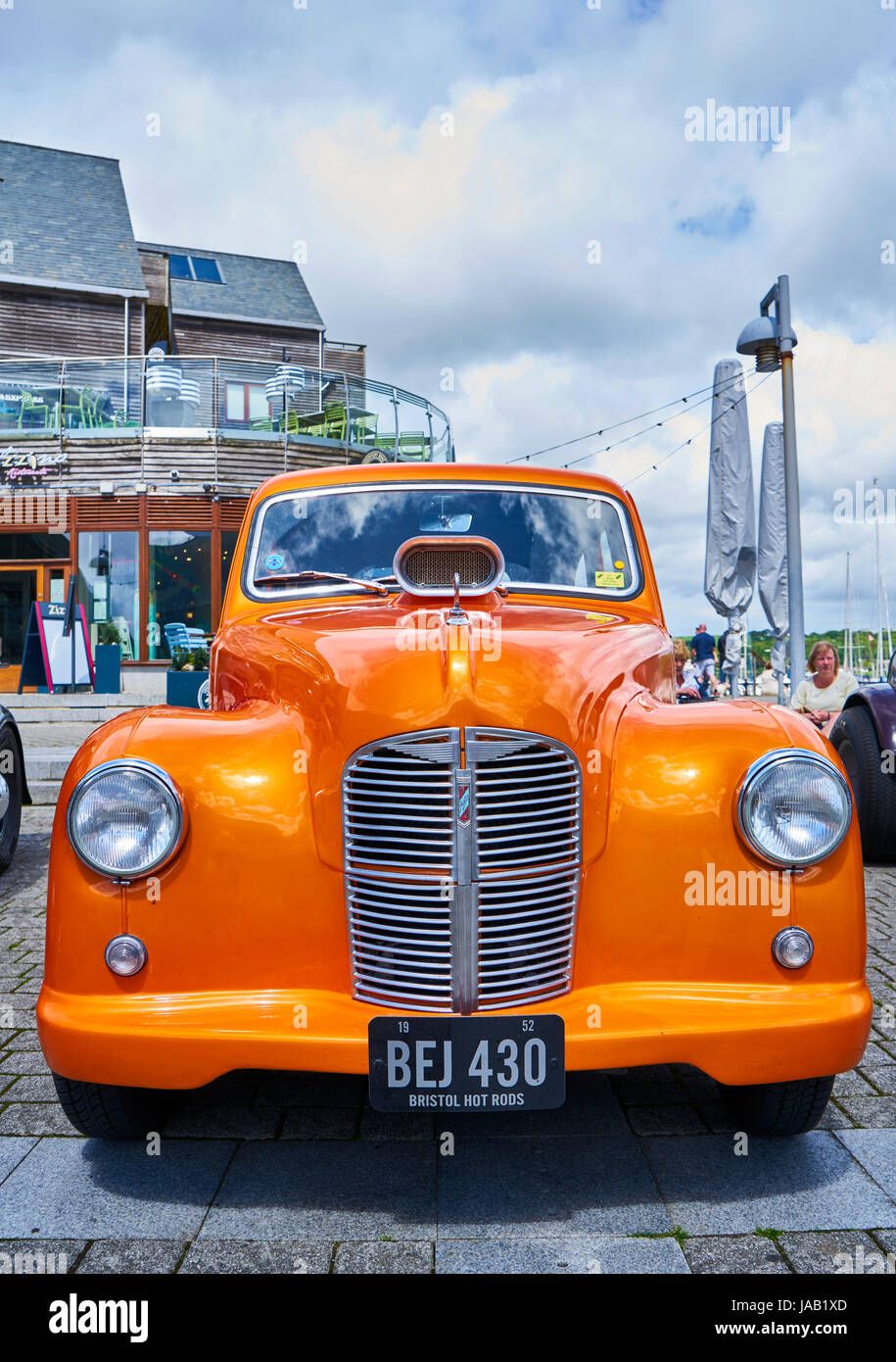 'Hot Rod' type of customised car with bright paint work and special