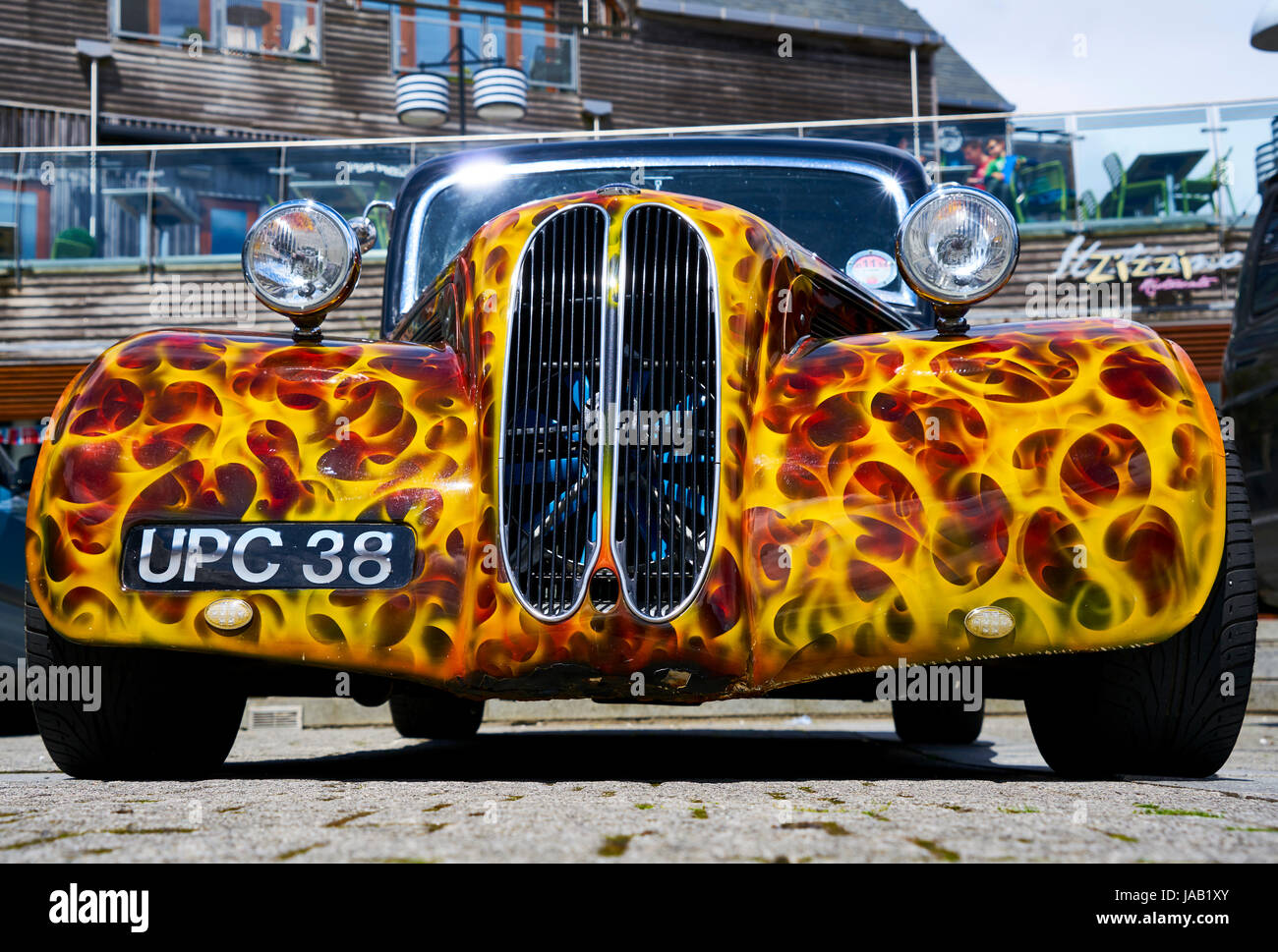'Hot Rod' type of customised car with bright paint work and special details Stock Photo Alamy