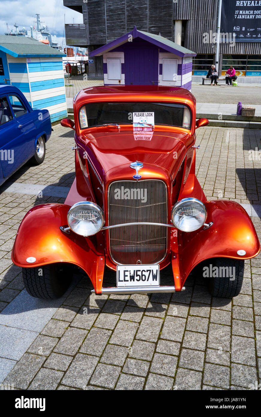 'Hot Rod' type of customised car with bright paint work and special details Stock Photo Alamy