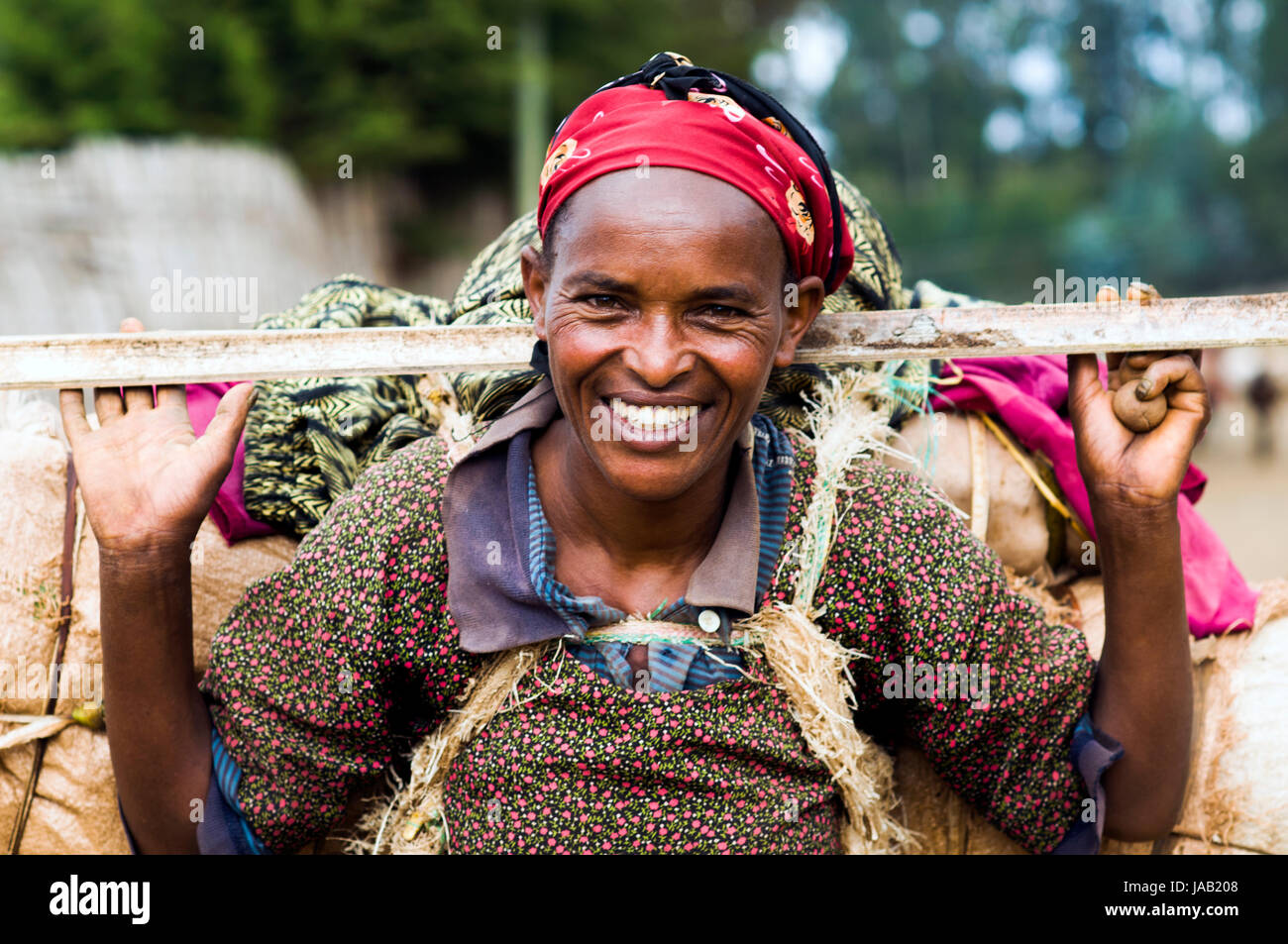 Woman going to market, Dorze village near Arba Minch, Ethiopia Stock Photo